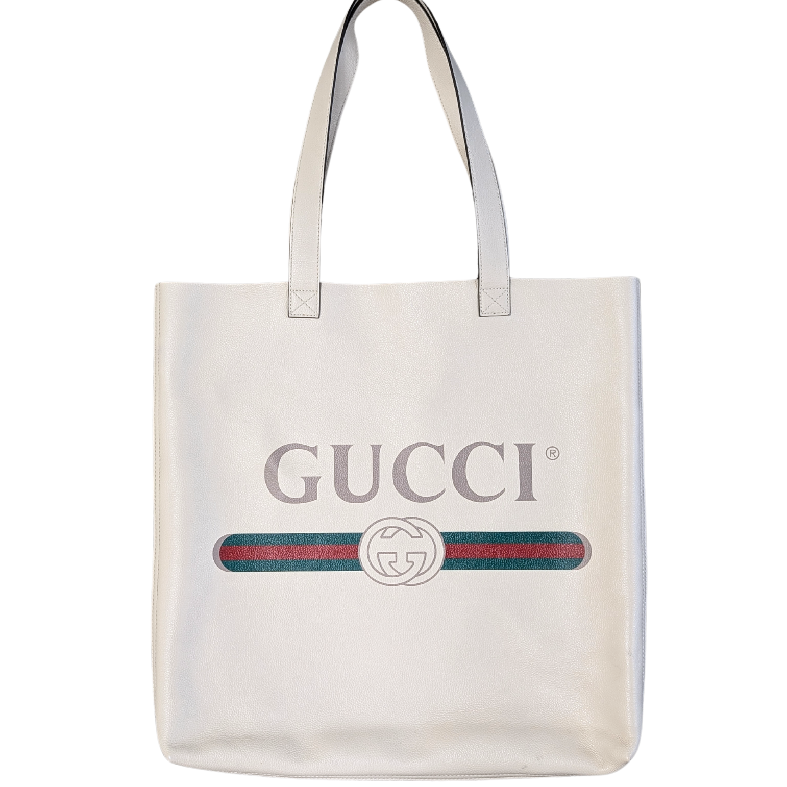 Gucci Cream Logo Large Leather Tote
