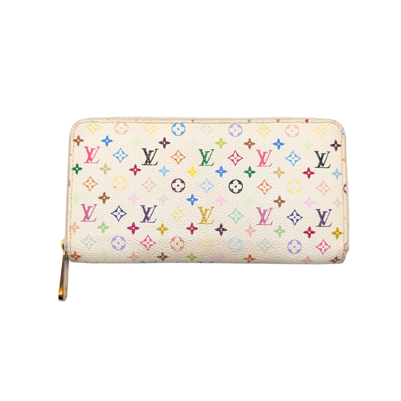 Louis Vuitton White Multicolor Zippy Wallet