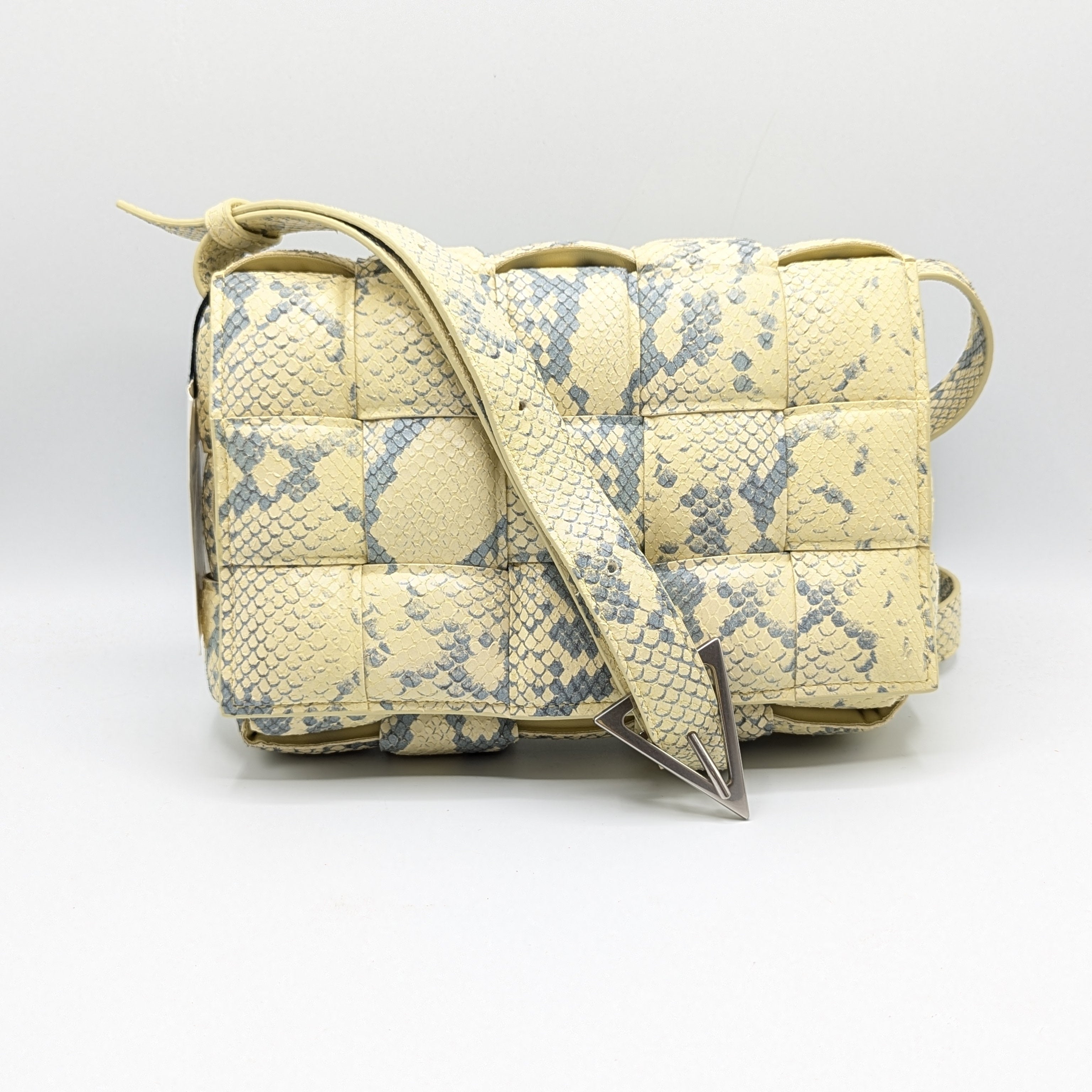 Bottega Veneta Snake Embossed Goatskin Padded Cassette Crossbody Bag