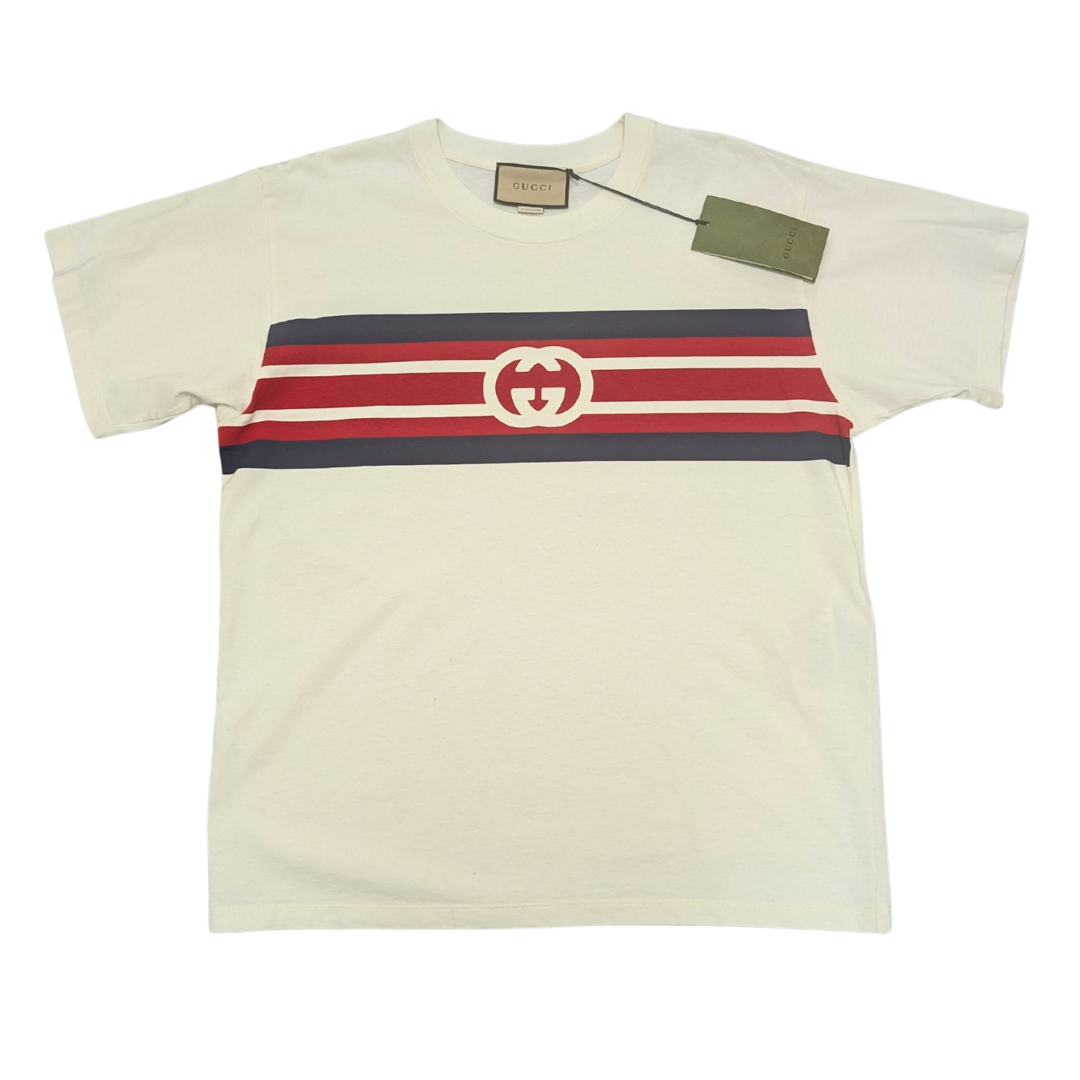 NWT Gucci Cream GG Logo T-Shirt Mens Size XS