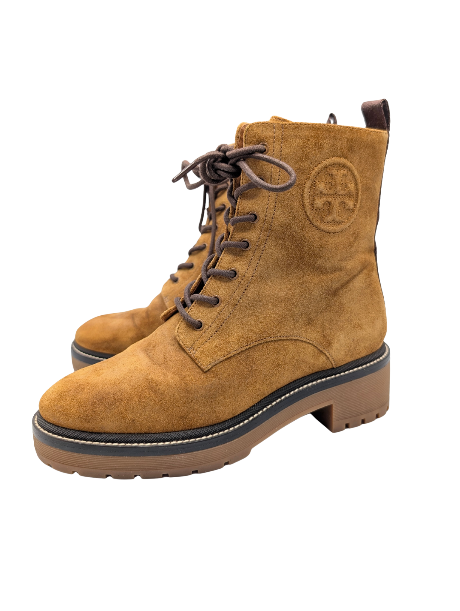 Tory Burch Miller Suede Chestnut Combat Boots Size 8 – For The