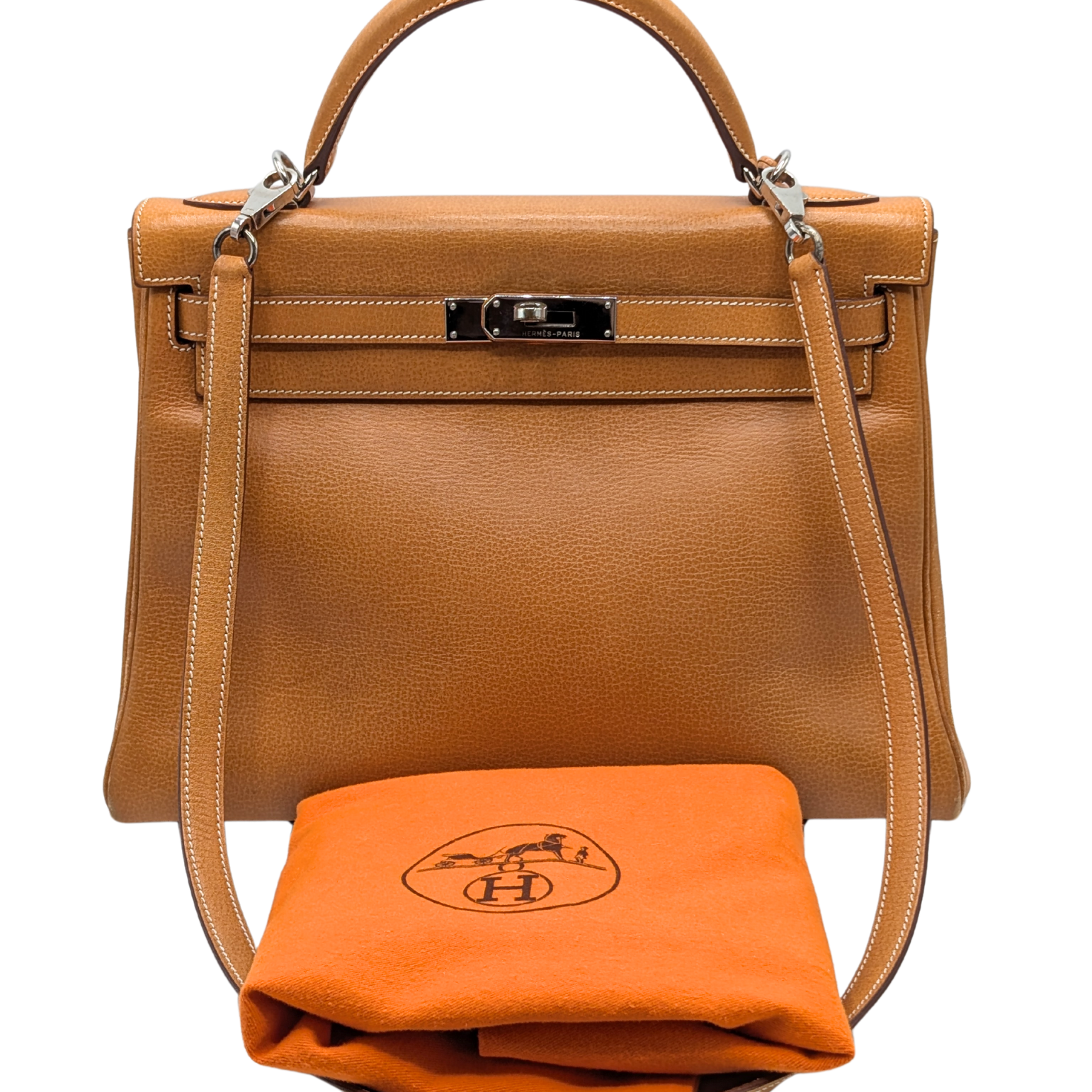 Hermès Toffee Vache Liegee Leather Palladium Hardware Kelly Retourne 32