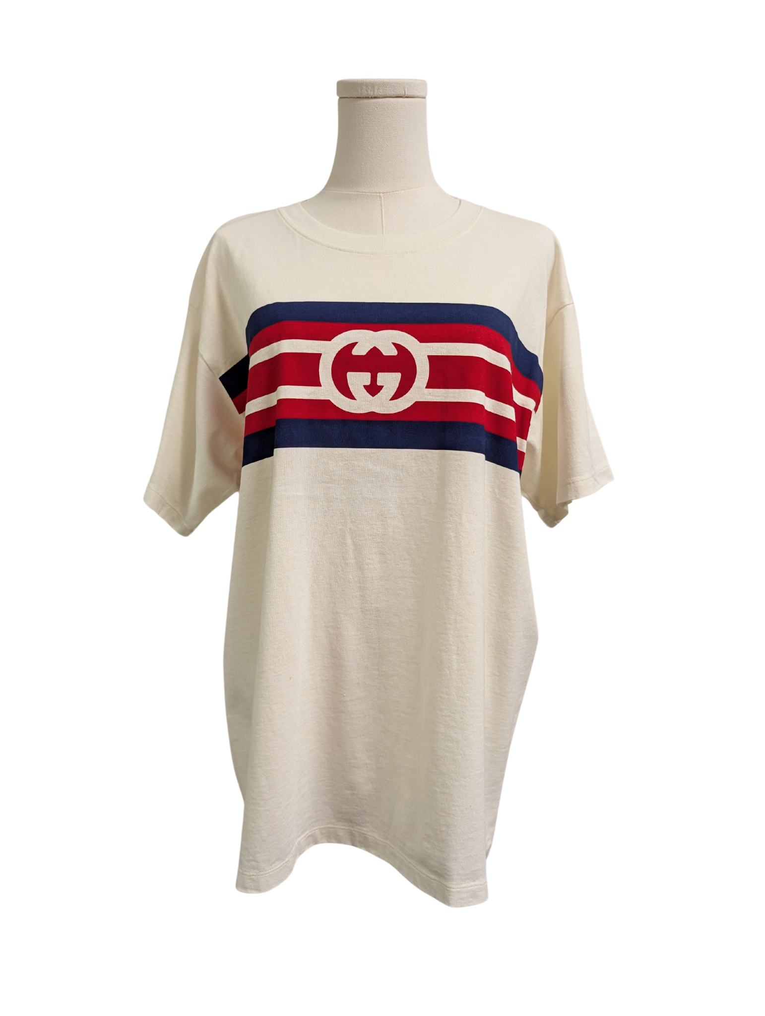 NWT Gucci Cream GG Logo T-Shirt Mens Size XS