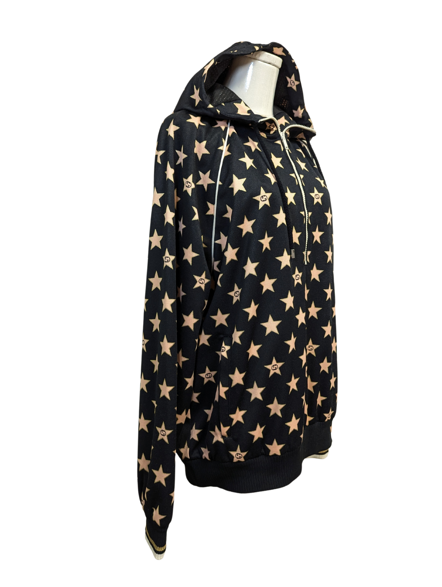 Gucci Black Star Technical Jersey Hooded Sweatshirt Size Mens Medium