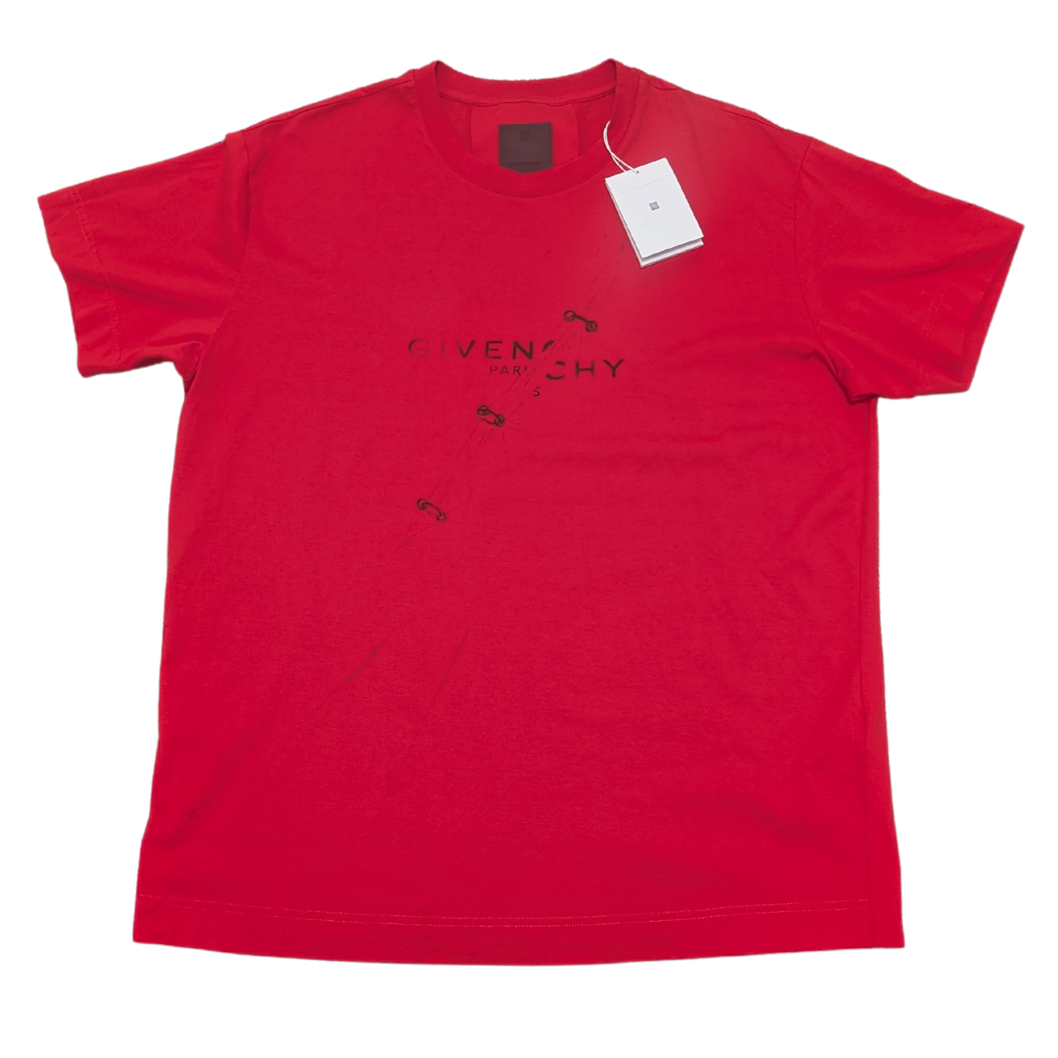 NWT Givenchy Red Trompe-l'oeil Graphic Logo T-Shirt Mens Size L