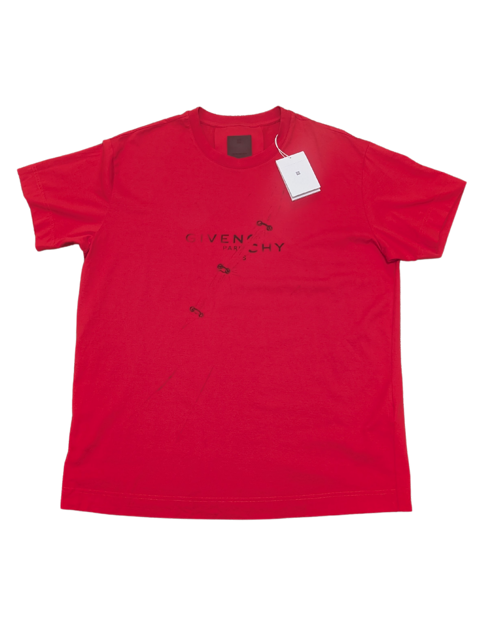 NWT Givenchy Red Trompe-l'oeil Graphic Logo T-Shirt Mens Size L