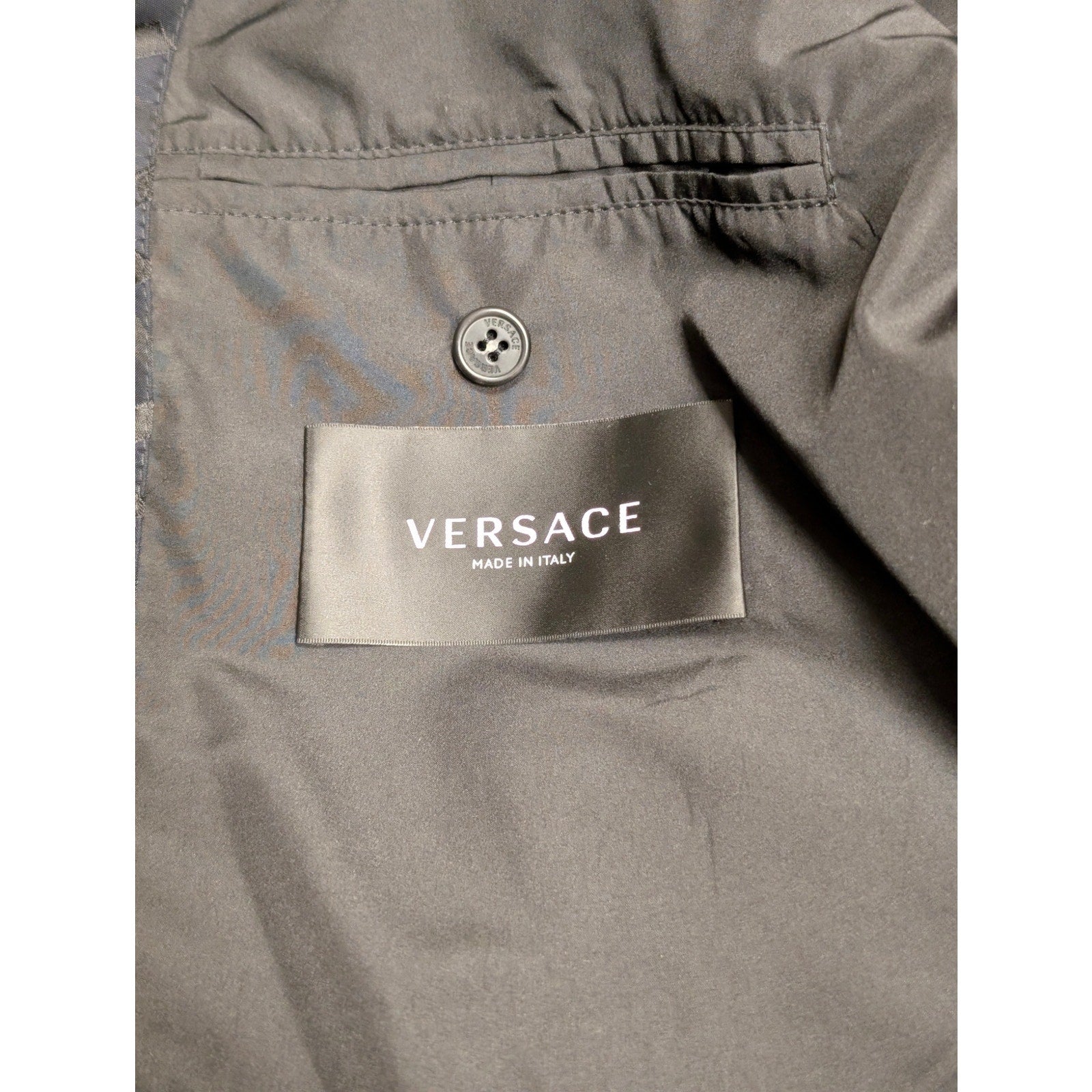 Versace Black Windbreak Bomber Leather Jacket Size Large
