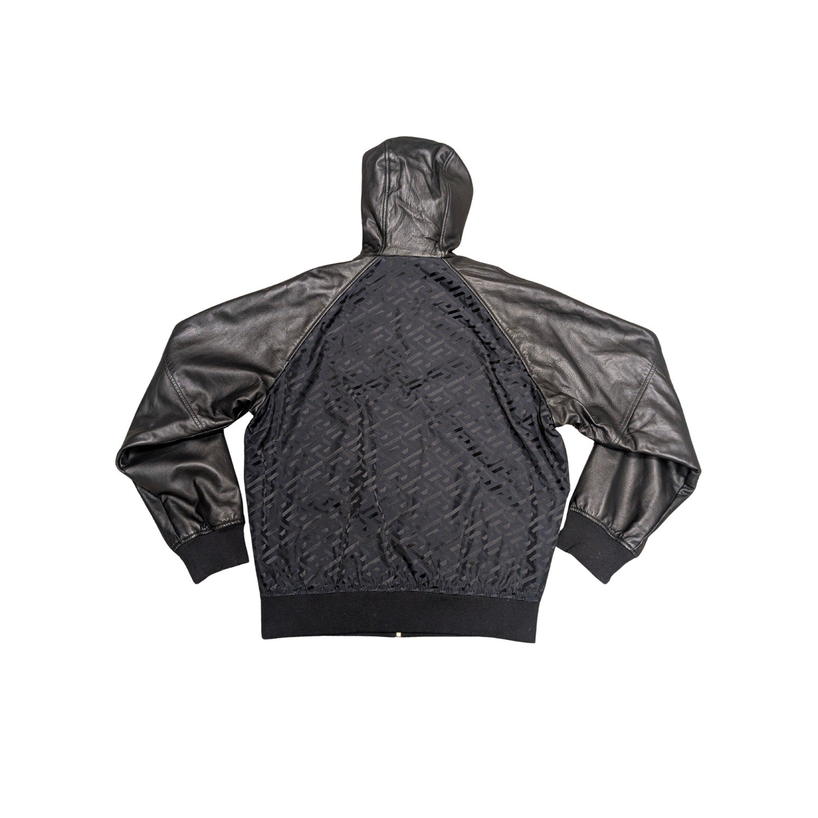 Versace Black Windbreak Bomber Leather Jacket Size Large