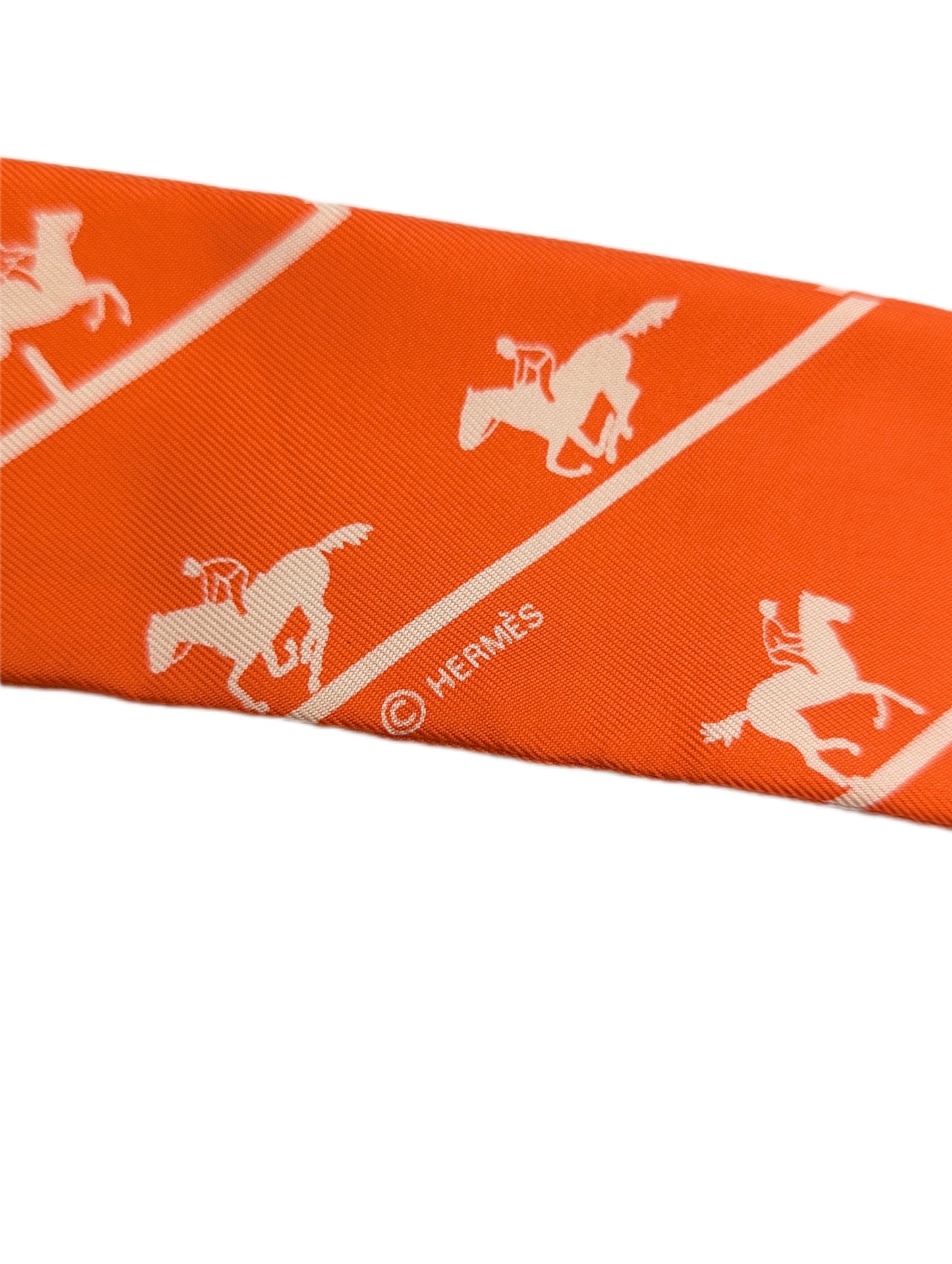 Hermès Orange Duc Carriage Horse Silk Twilly