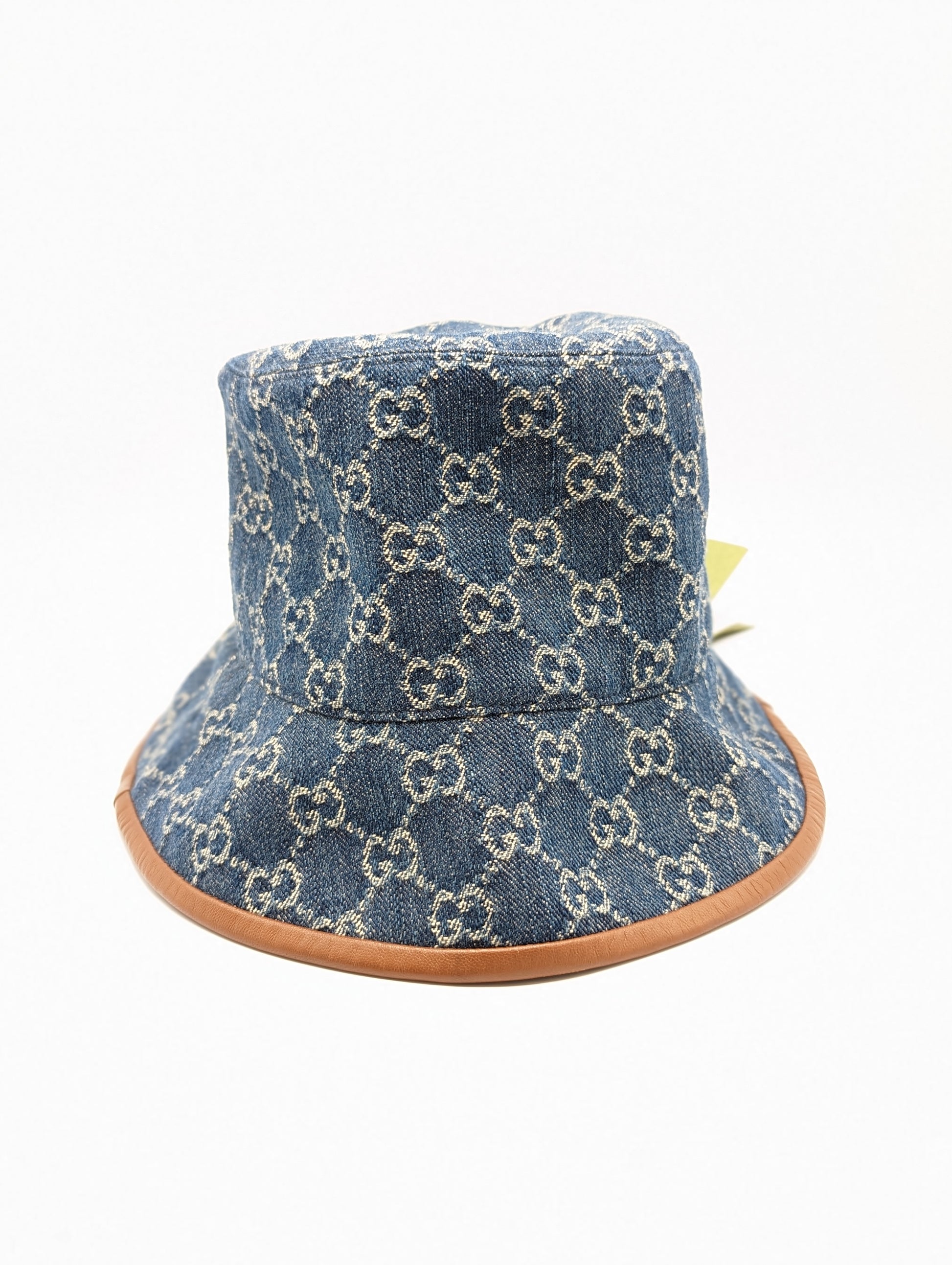 NWT Louis Vuitton Monogram Jacquard Denim Cap Blue leather Box Included Sz  Large