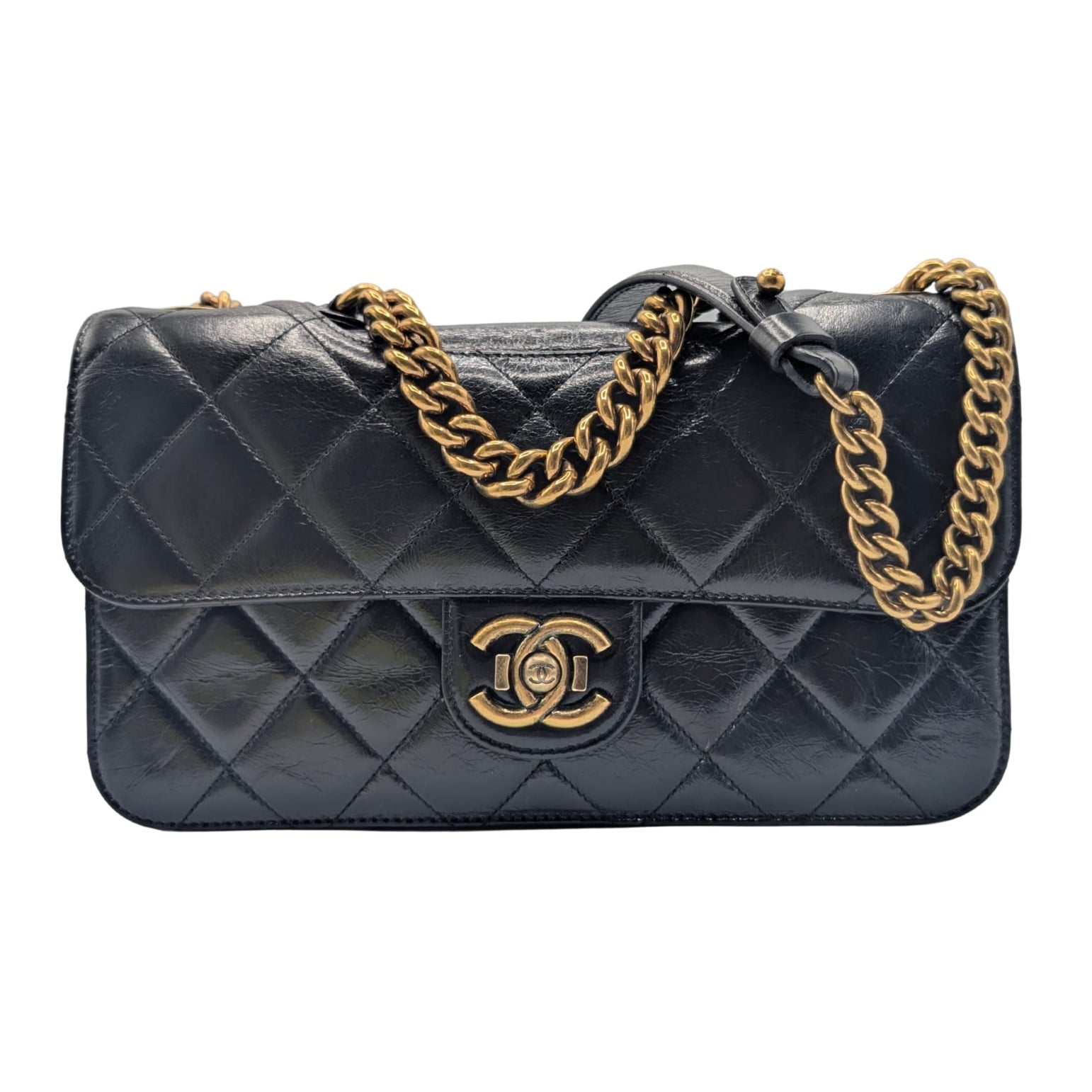 Chanel Black Quilted Glazed Calfskin Perfect Edge Medium Flap Bag