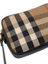 Burberry Check Black Leather Camera Crossbody Bag