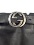 Gucci Black Leather Interlocking GG Belt Knee Length Skirt Size 38