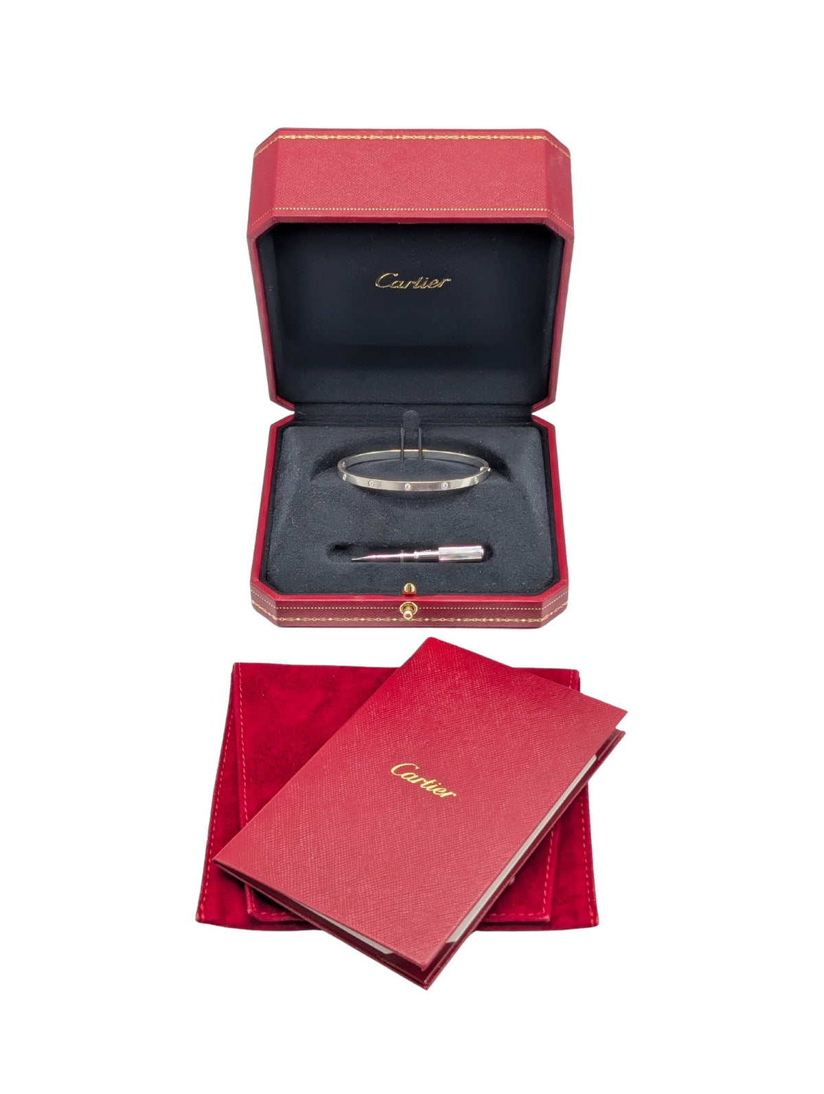 Cartier White Gold Small 10 Diamonds Love Bracelet Full Set