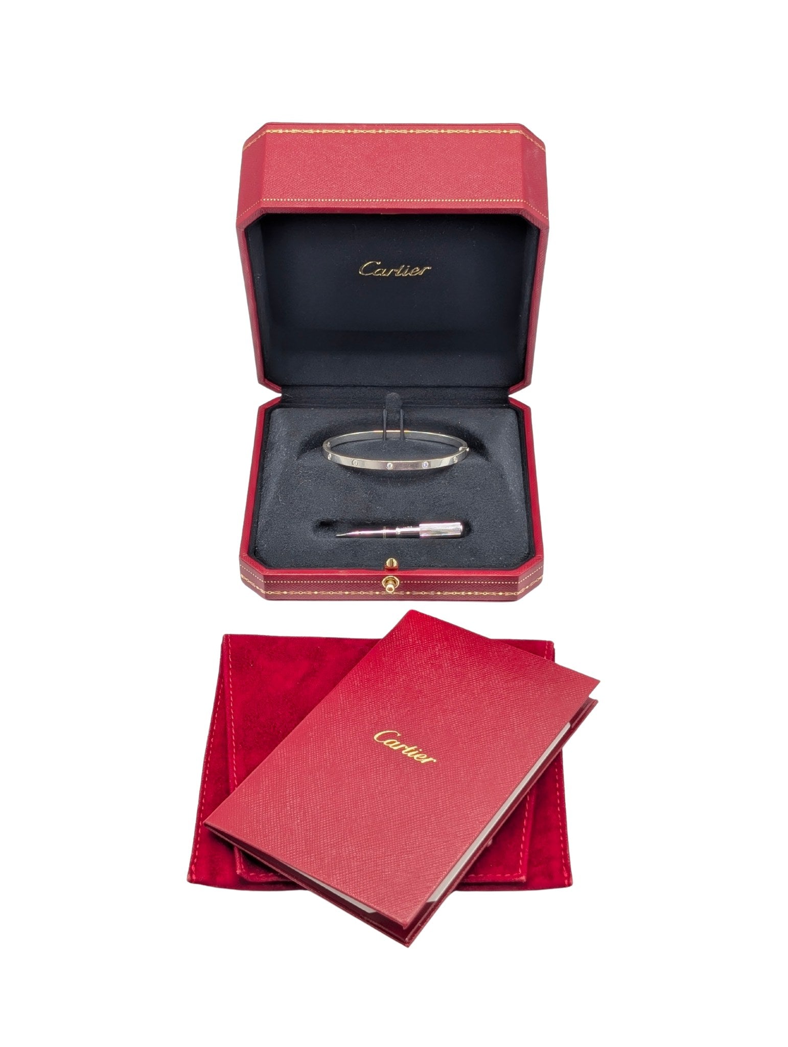Cartier White Gold Small 10 Diamonds Love Bracelet Full Set