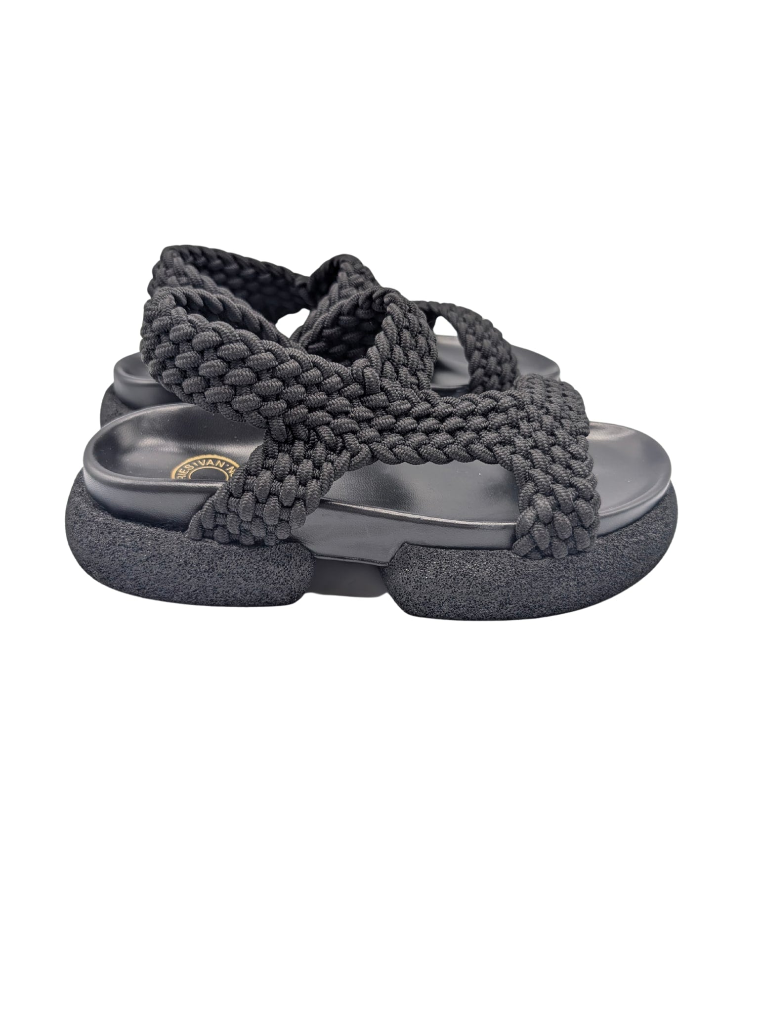 Dries Van Noten Black Braided Platform Sandals Size 37.5