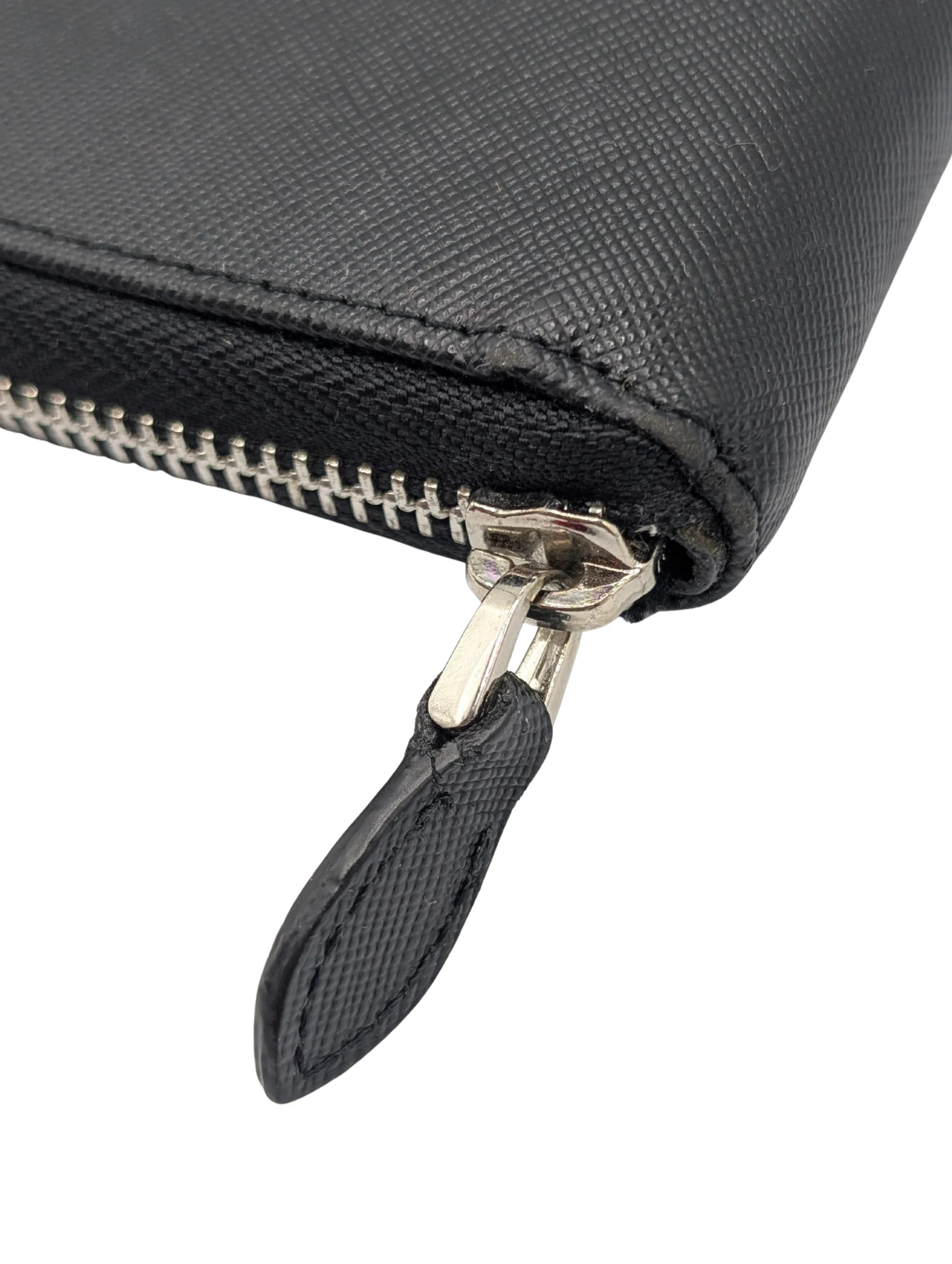 Prada Black Saffiano Travel Organizer Zip Wallet