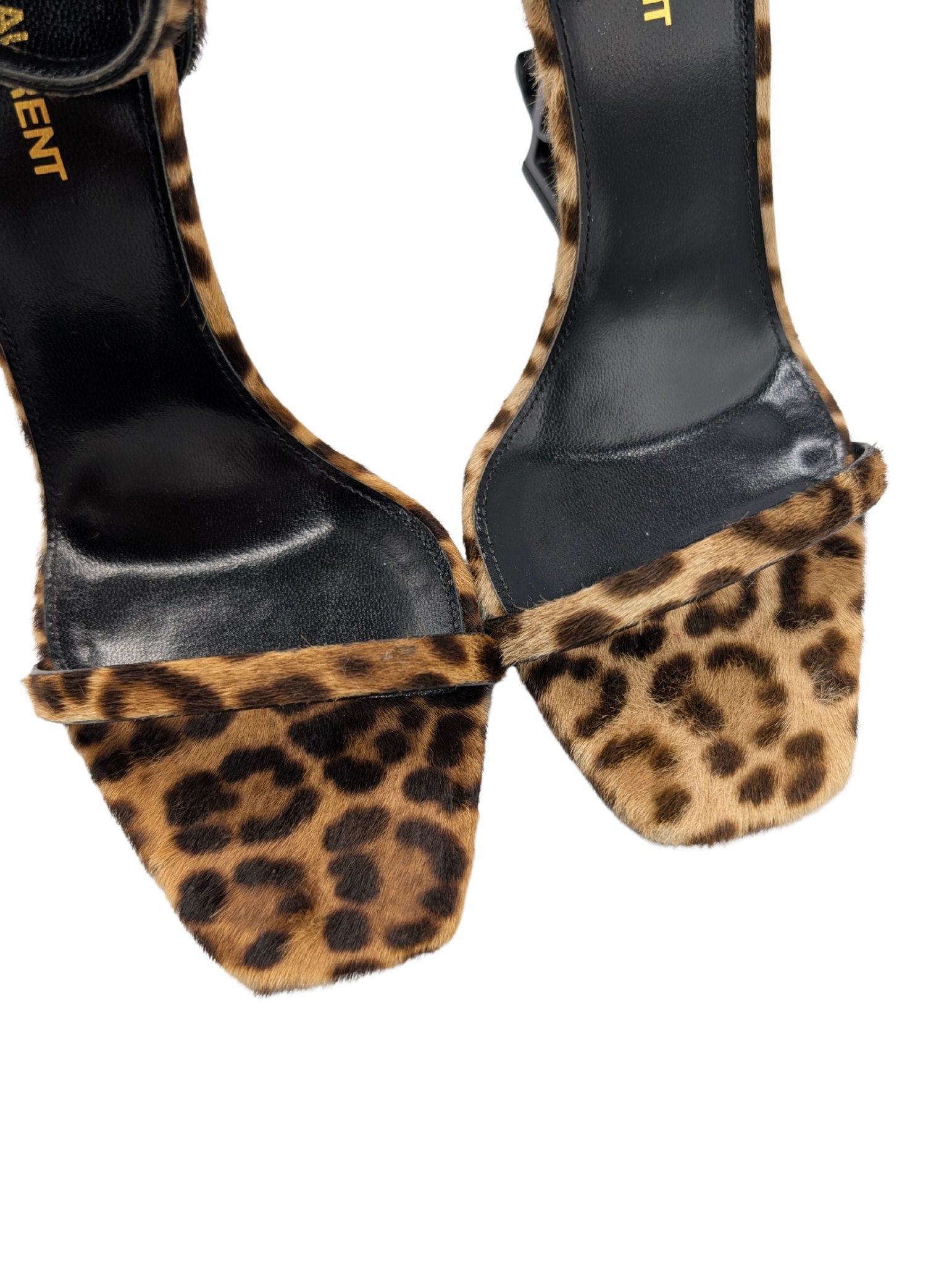 Saint Laurent Calf Hair Leopard Opyum YSL Sandal Heels Size 38.5