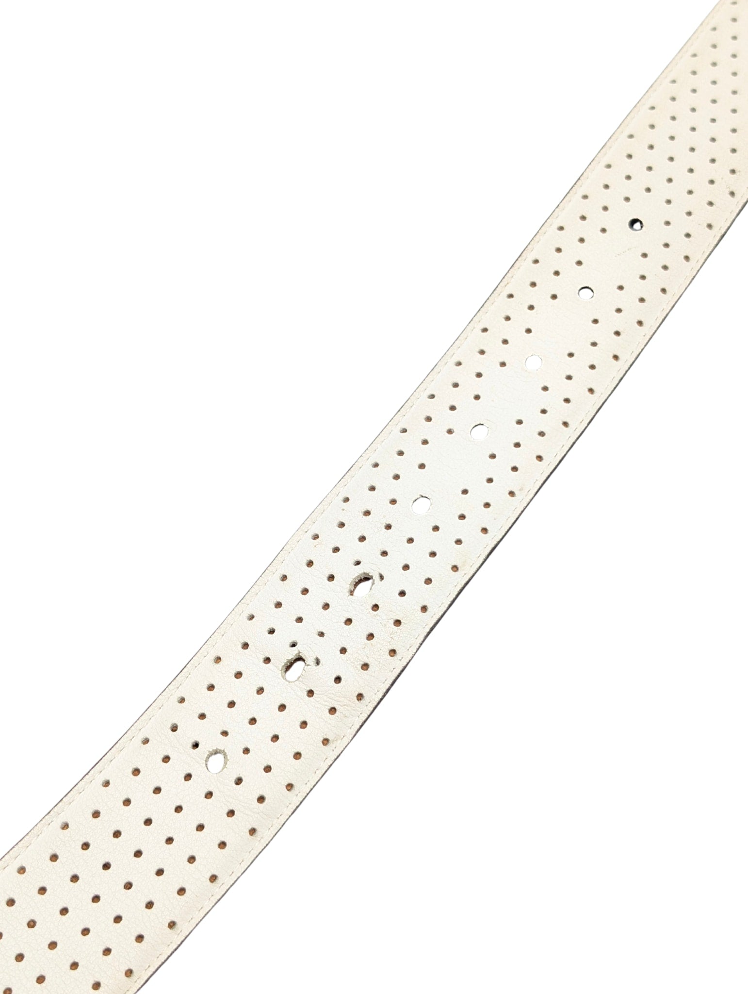 Bally White Perforated Leather B Buckle Belt Men Size 95/38