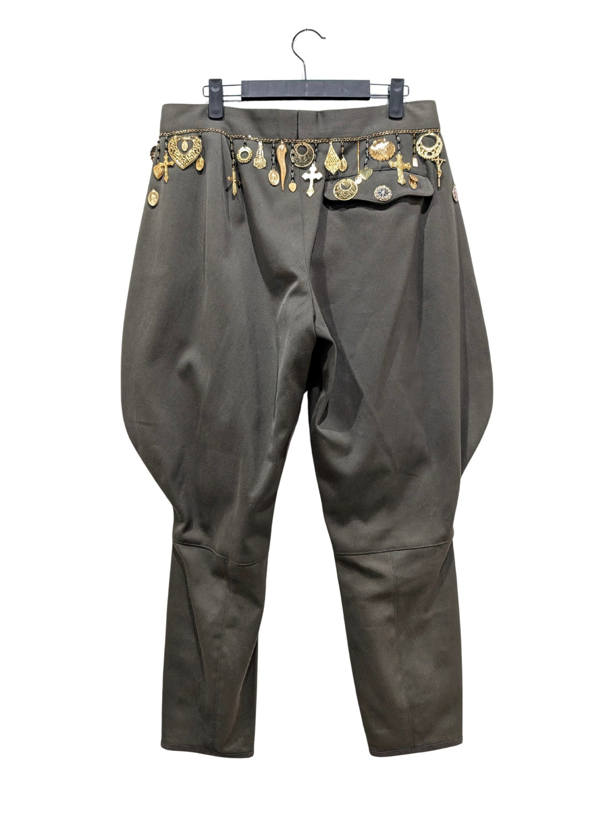 Dolce & Gabbana Spring 2017 Olive Green Charm Chain Embellished Jodhpur Harem Pants Size 28