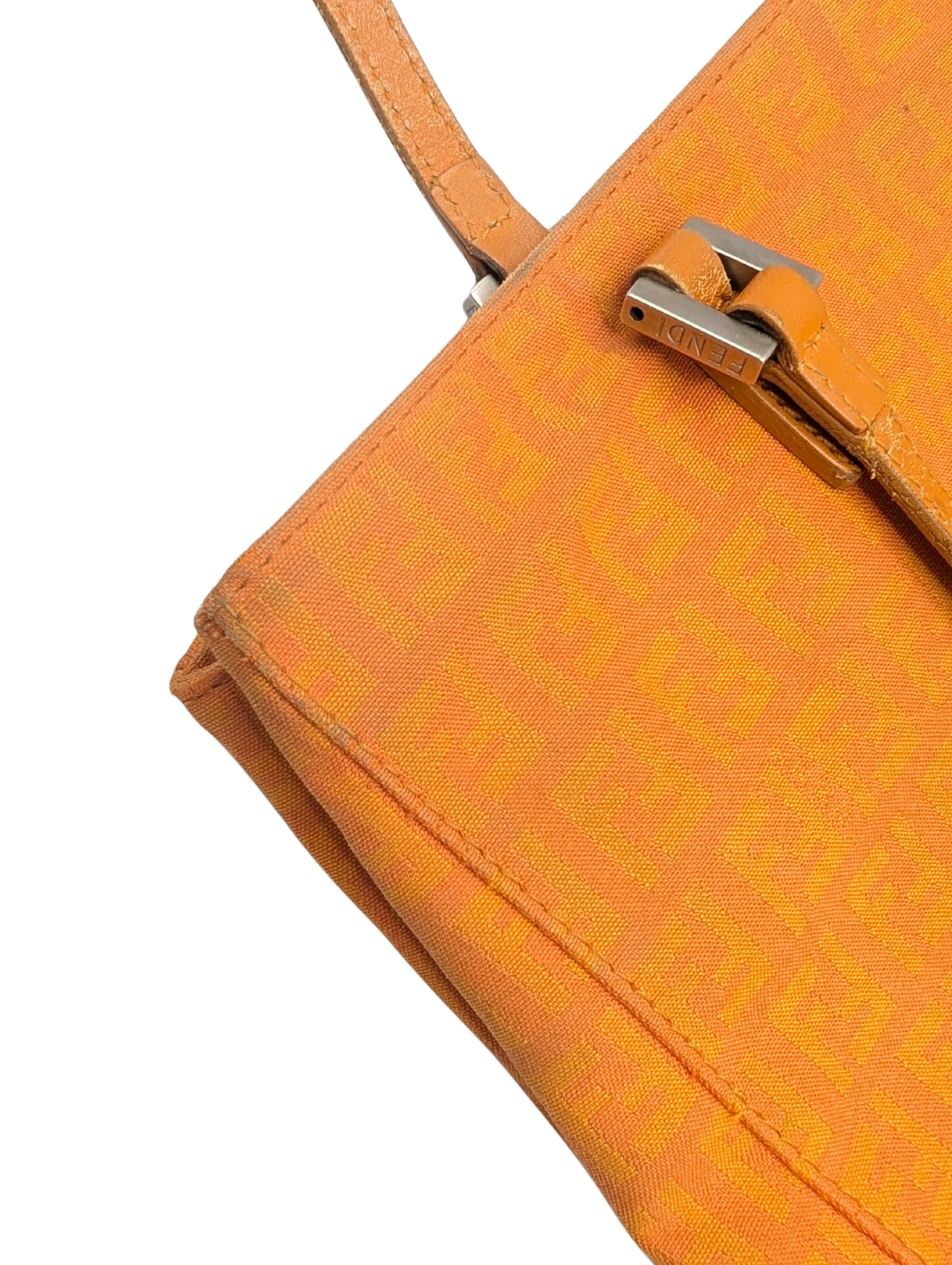 Fendi Orange Zucchino FF Canvas Leather Tote
