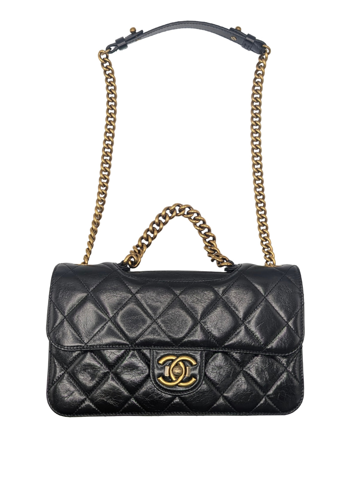 Chanel Black Quilted Glazed Calfskin Perfect Edge Medium Flap Bag