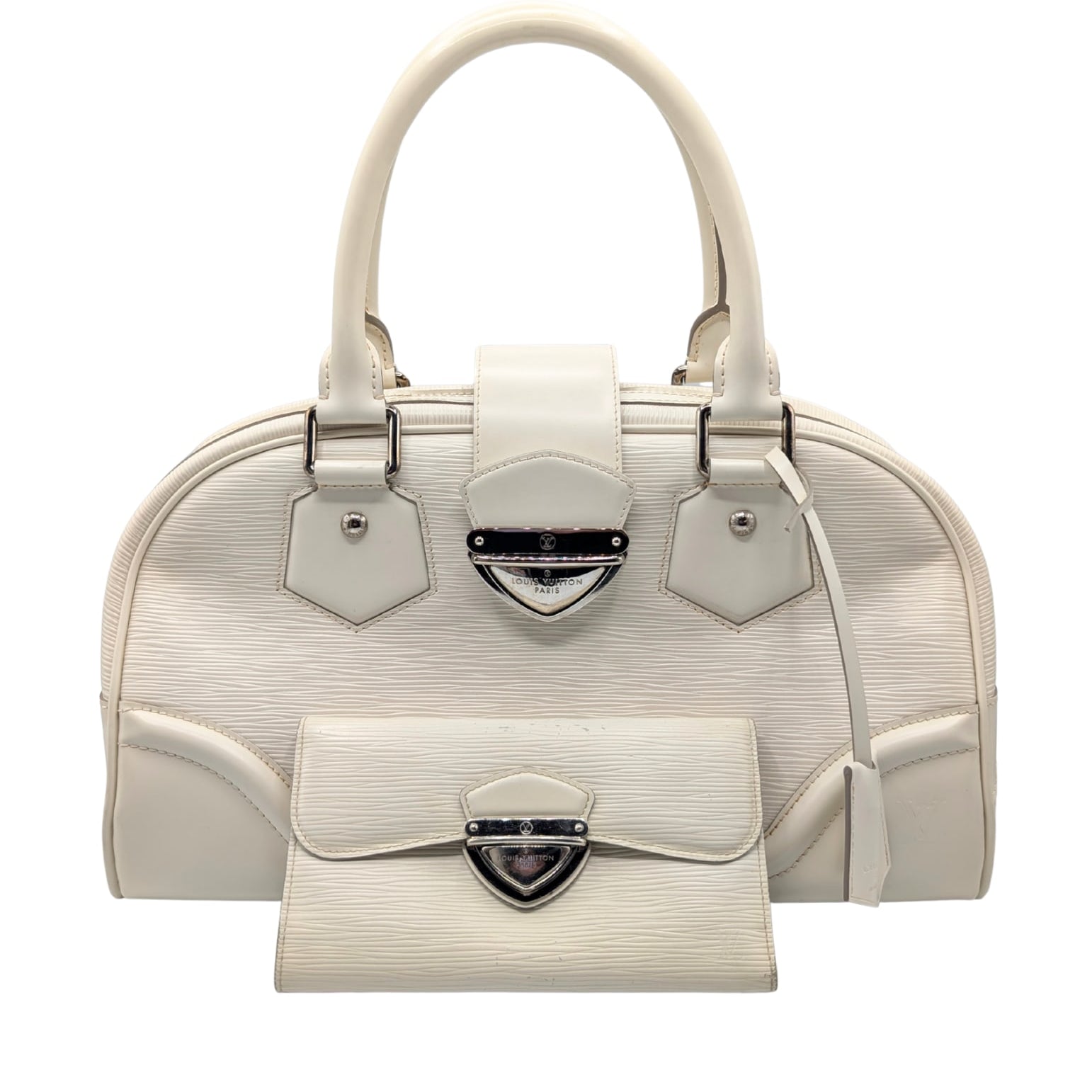 Louis Vuitton Cream Epi Leather Montaigne Bowler Handbag & Eugenie Wallet