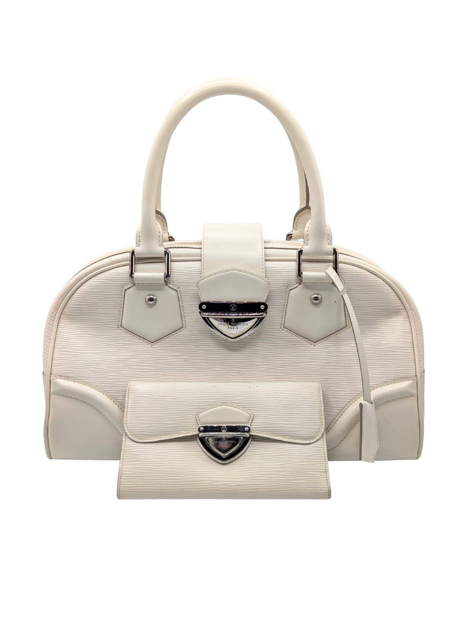 Louis Vuitton Cream Epi Leather Montaigne Bowler Handbag & Eugenie Wallet