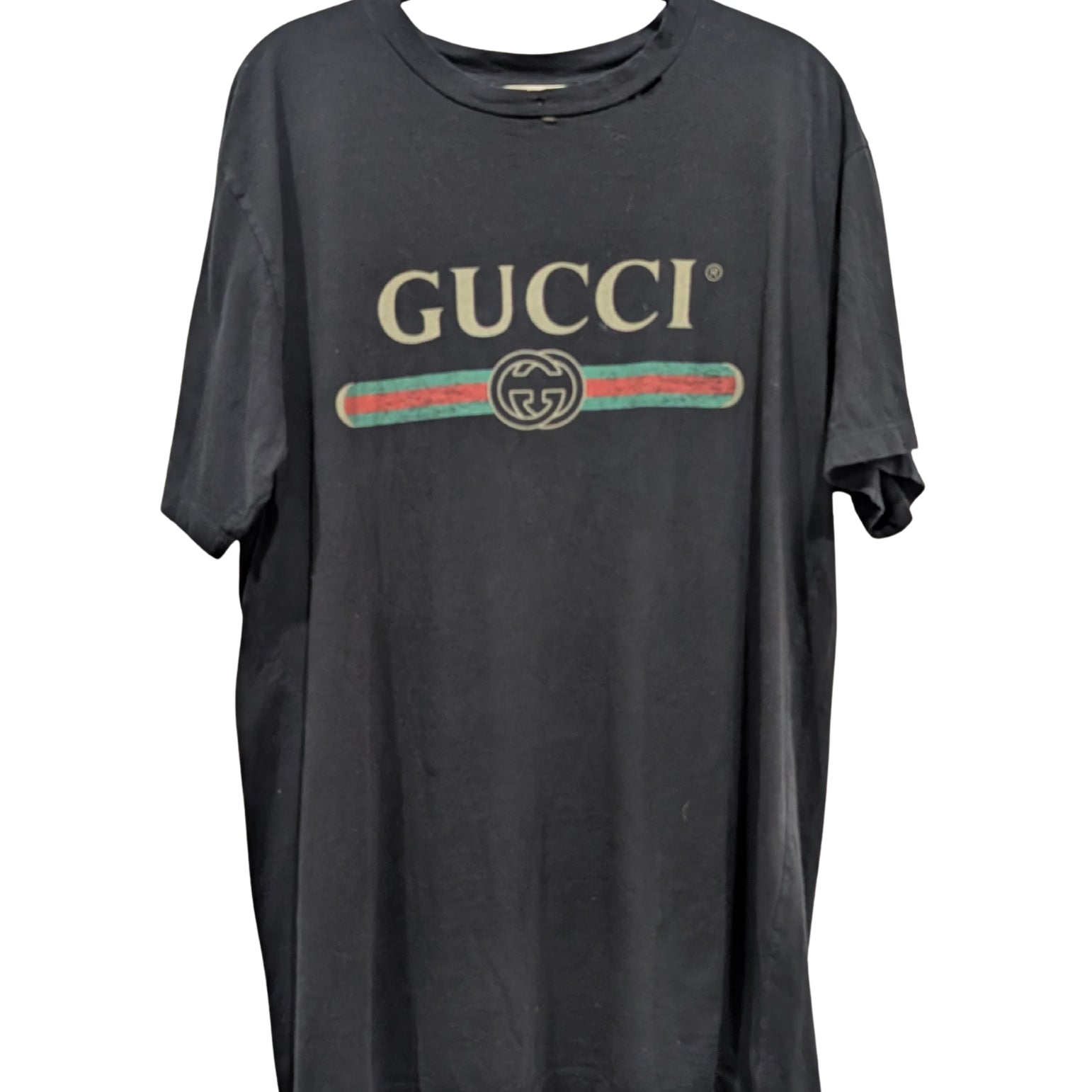 Gucci Black Logo Embroidered Flower T-shirt Size Large