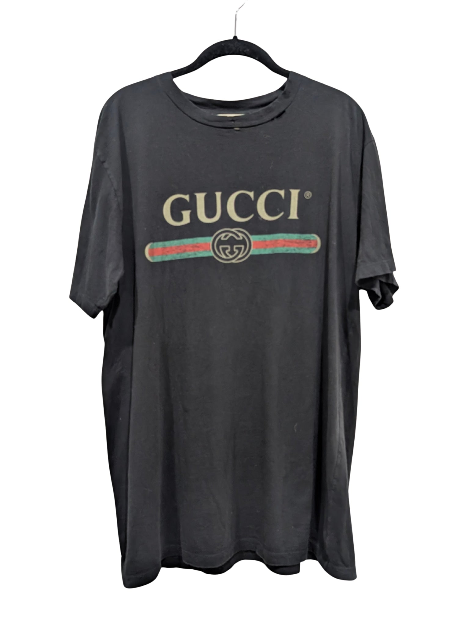 Gucci Black Logo Embroidered Flower T-shirt Size Large