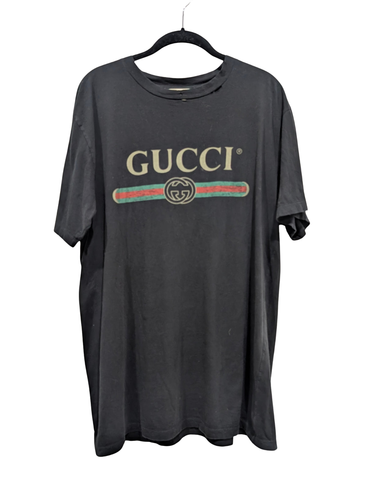 Gucci Black Logo Embroidered Flower T-shirt Size Large