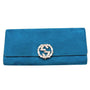 Gucci Broadway Teal Suede Swarovski Crystal Clutch