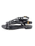 Louis Vuitton 2013 Black Patent LV Logo Crossing Sandals SIze 37