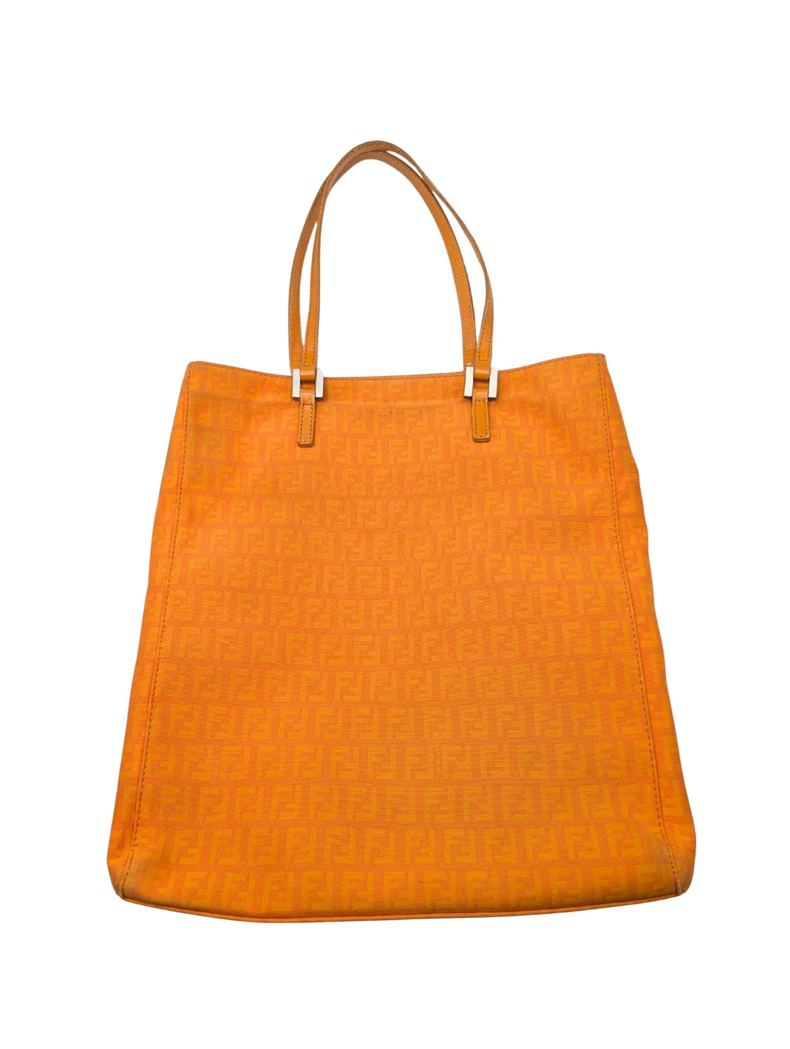 Fendi Orange Zucchino FF Canvas Leather Tote