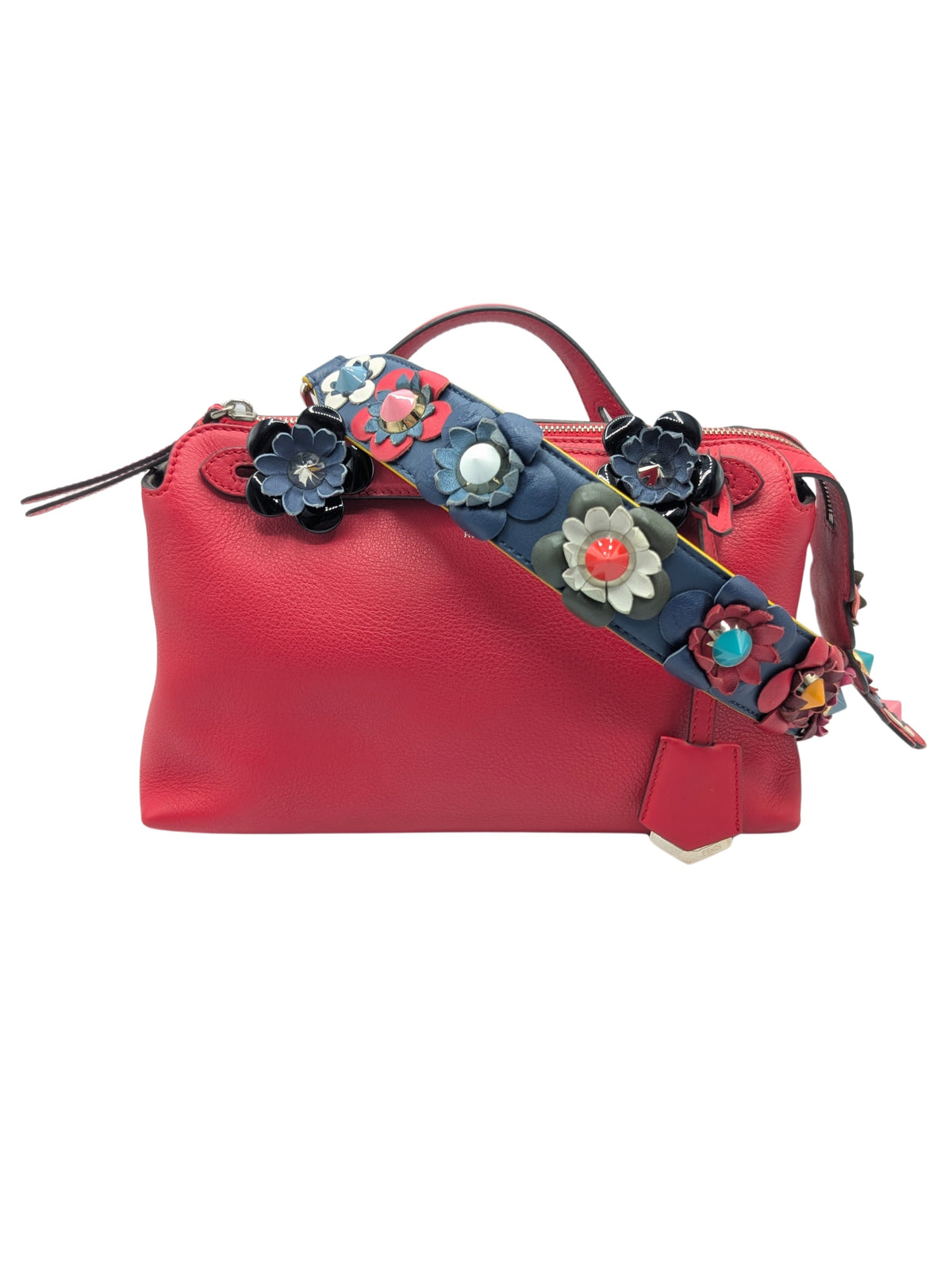 Fendi Red Leather Flowerland By The Way Shoulder Bag
