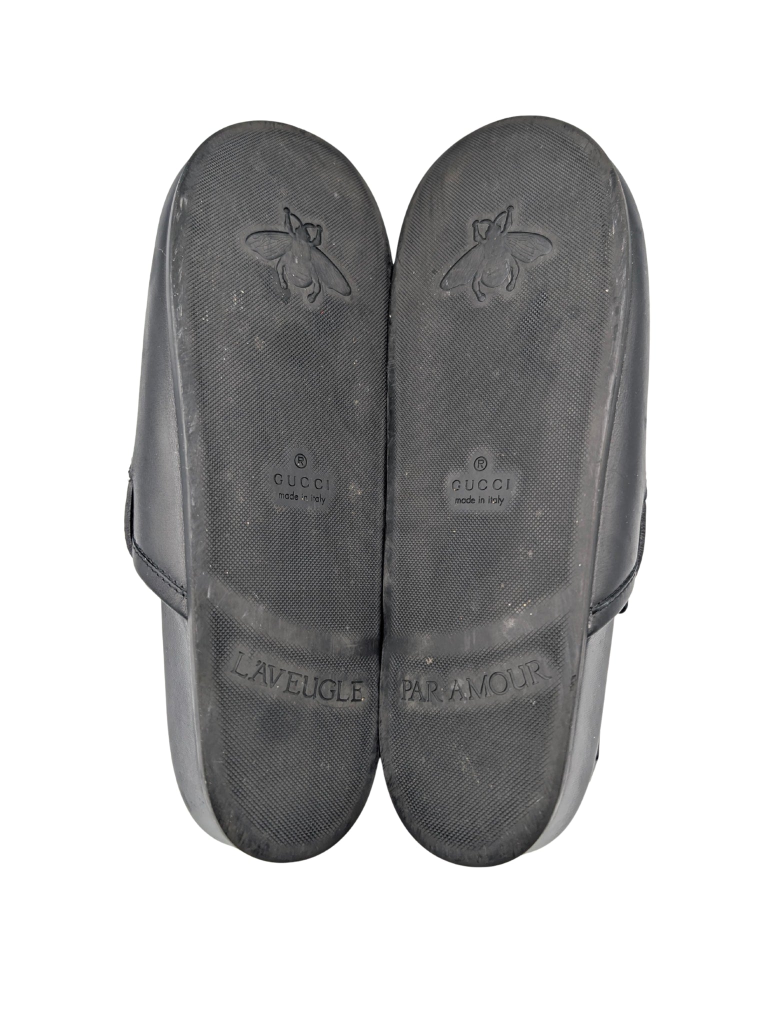 Gucci Black Leather River Horsebit Slingback Mules Men Size 10