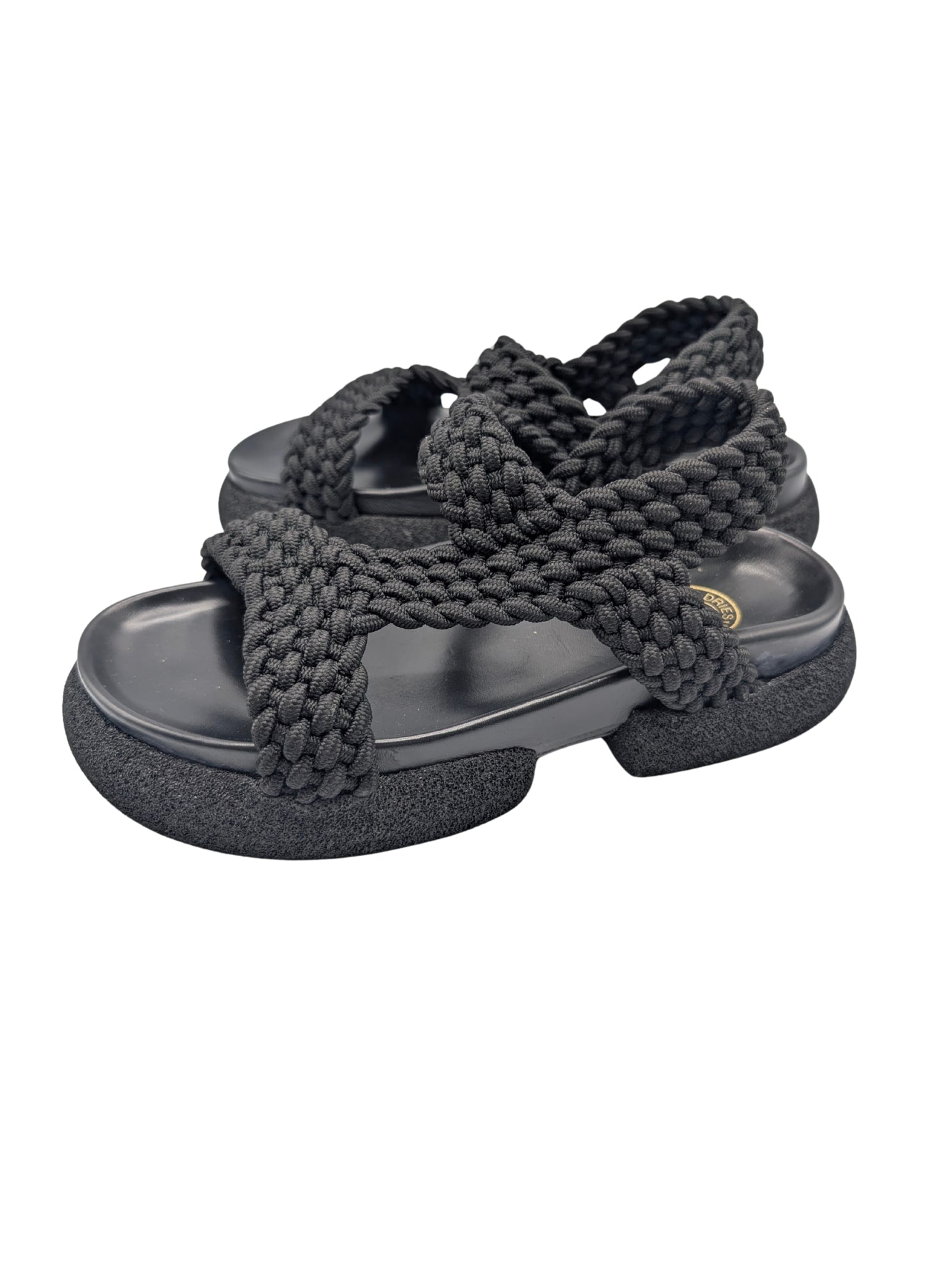 Dries Van Noten Black Braided Platform Sandals Size 37.5