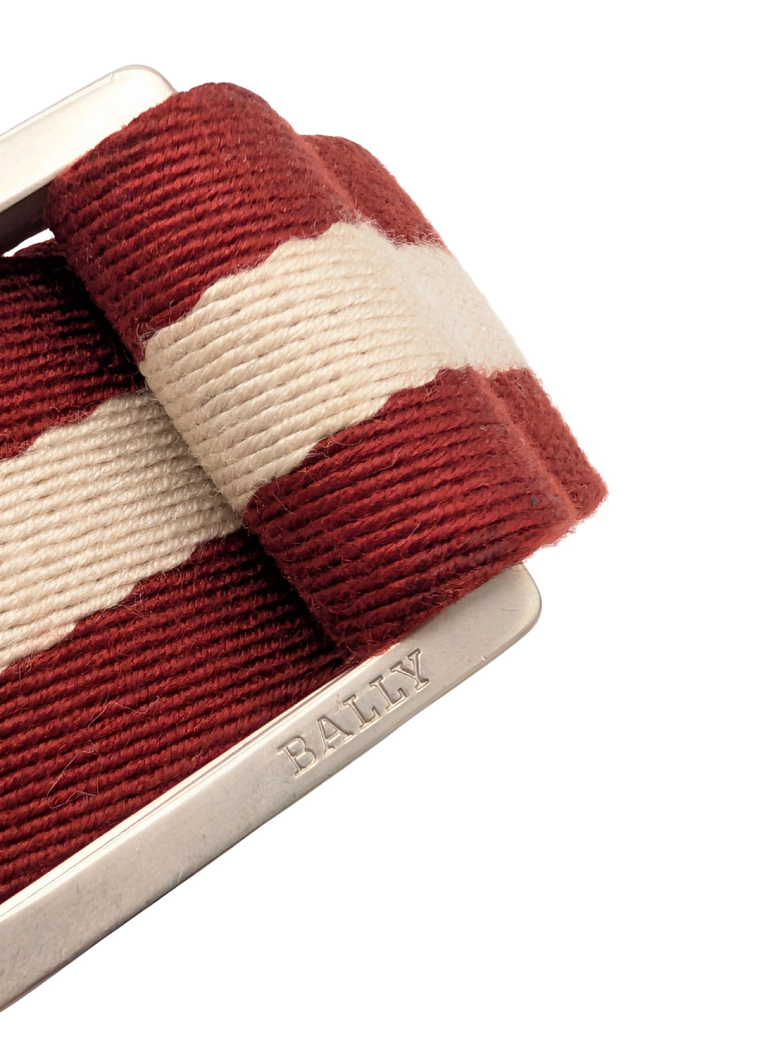 Bally Red/White Stripe Web Belt Men Size 95/38