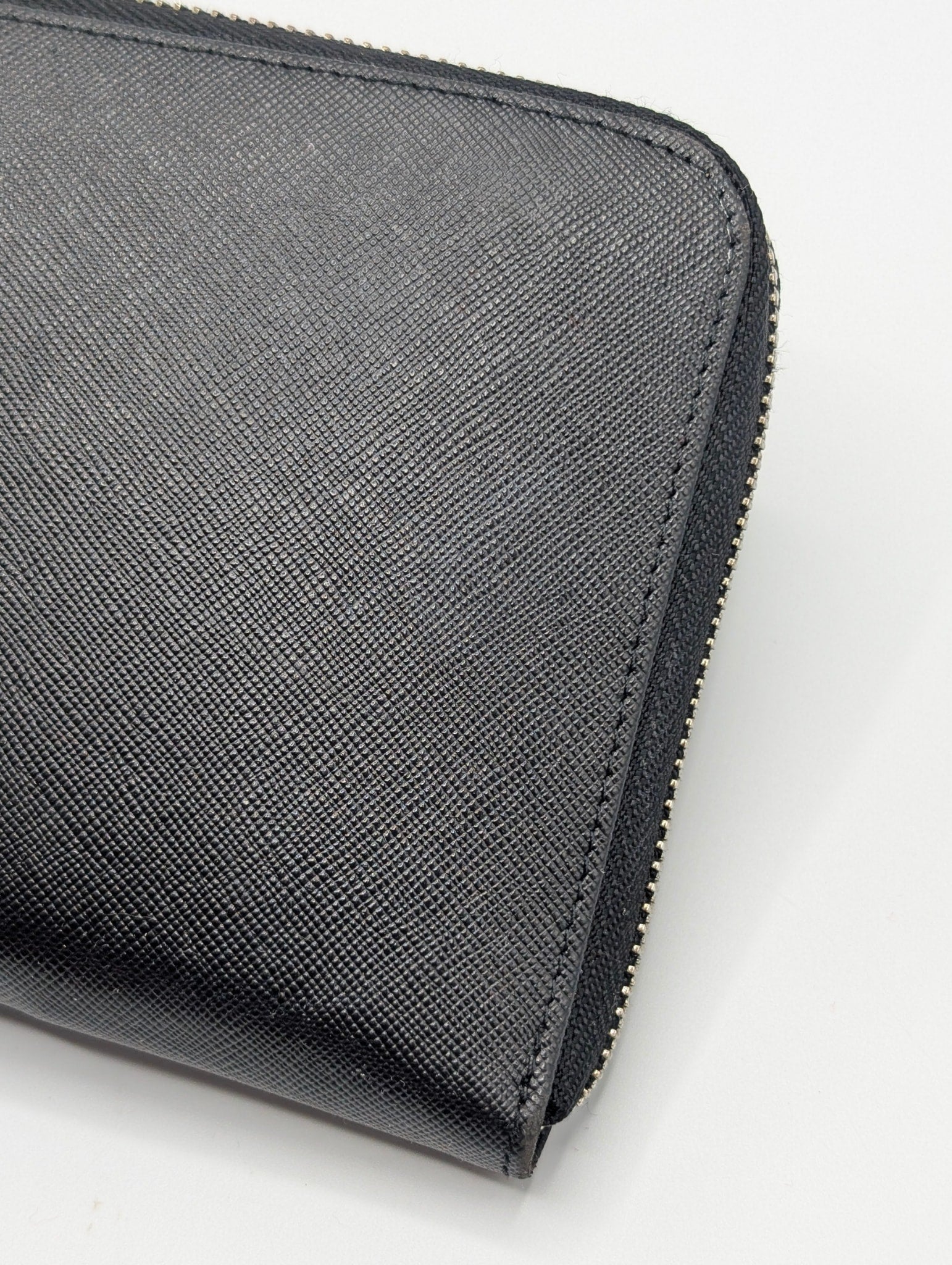 Prada Black Saffiano Travel Organizer Zip Wallet