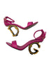 Dolce & Gabbana Baroque DG Fuchsia Leather Sandals Size 37.5