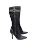 Christian Dior Black Suede Zipper Knee High Boots Y2K Galliano Size 38