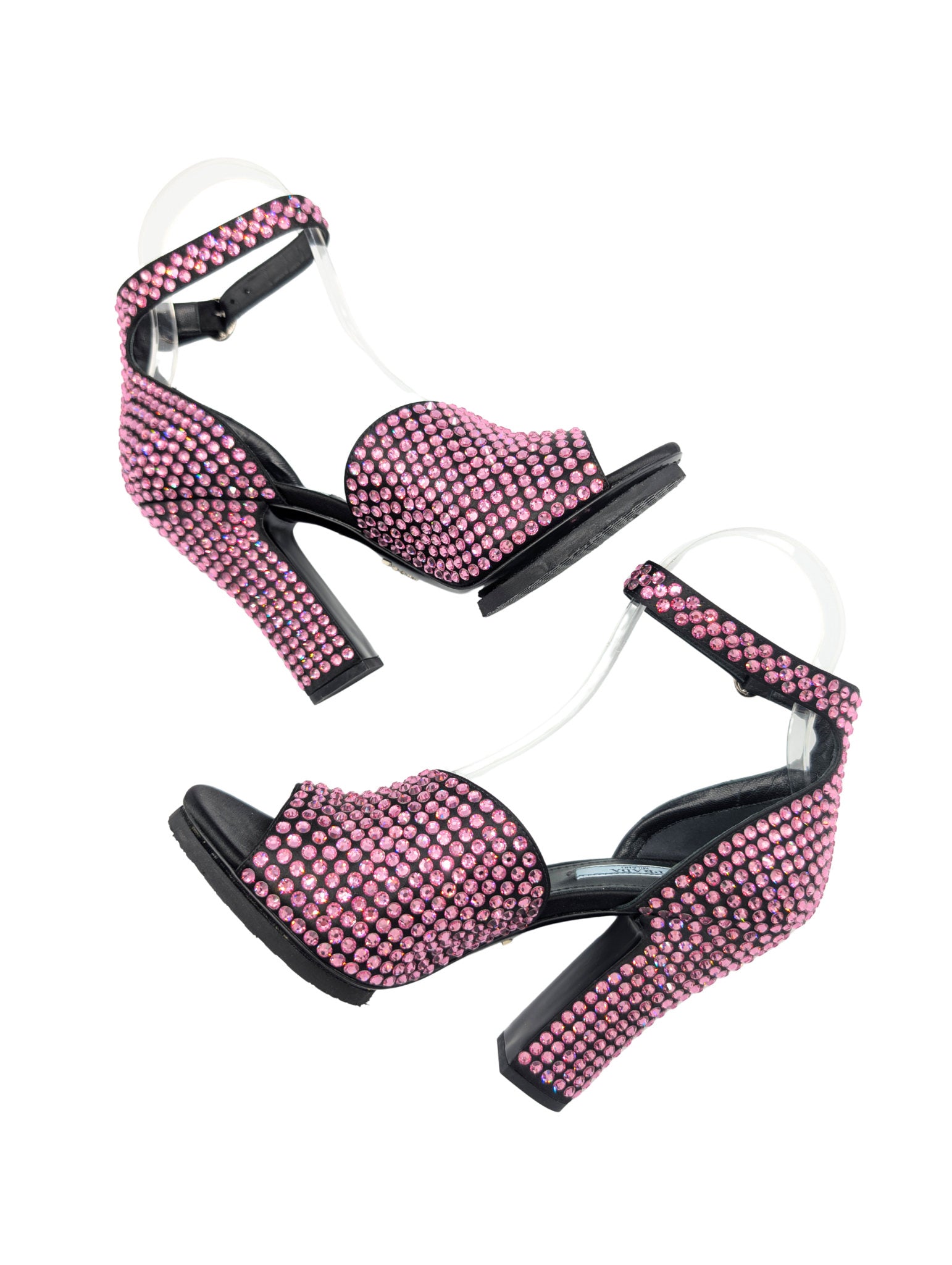 Prada Pink Swarovski Crystal Block Heels Fall 2019 Size 37