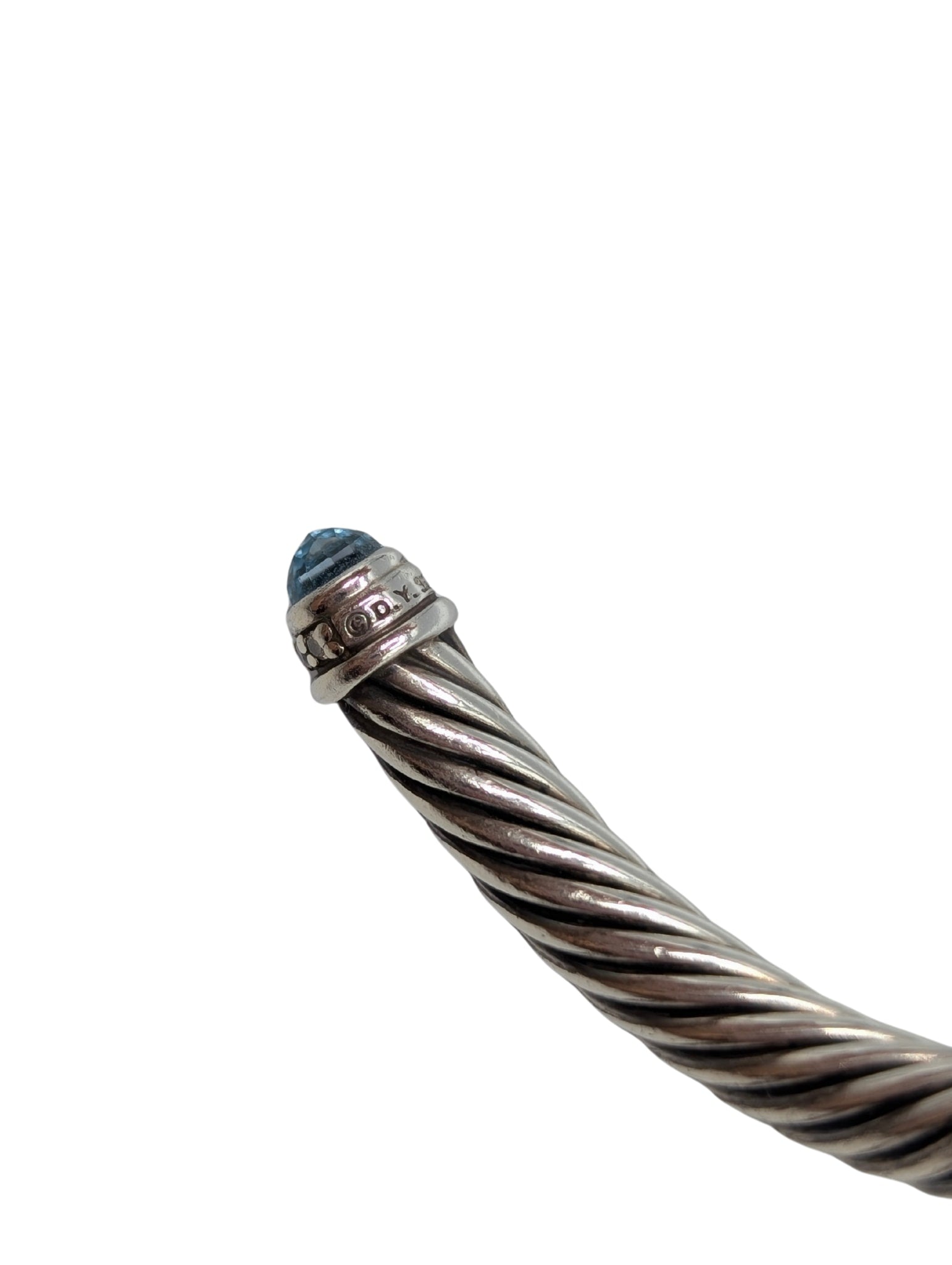 David Yurman Blue Quartz Diamond Sterling Silver 925 Cable Bracelet 4mm
