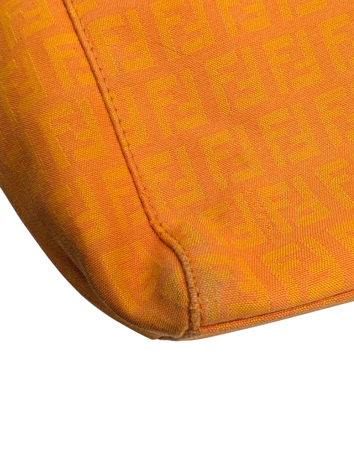 Fendi Orange Zucchino FF Canvas Leather Tote