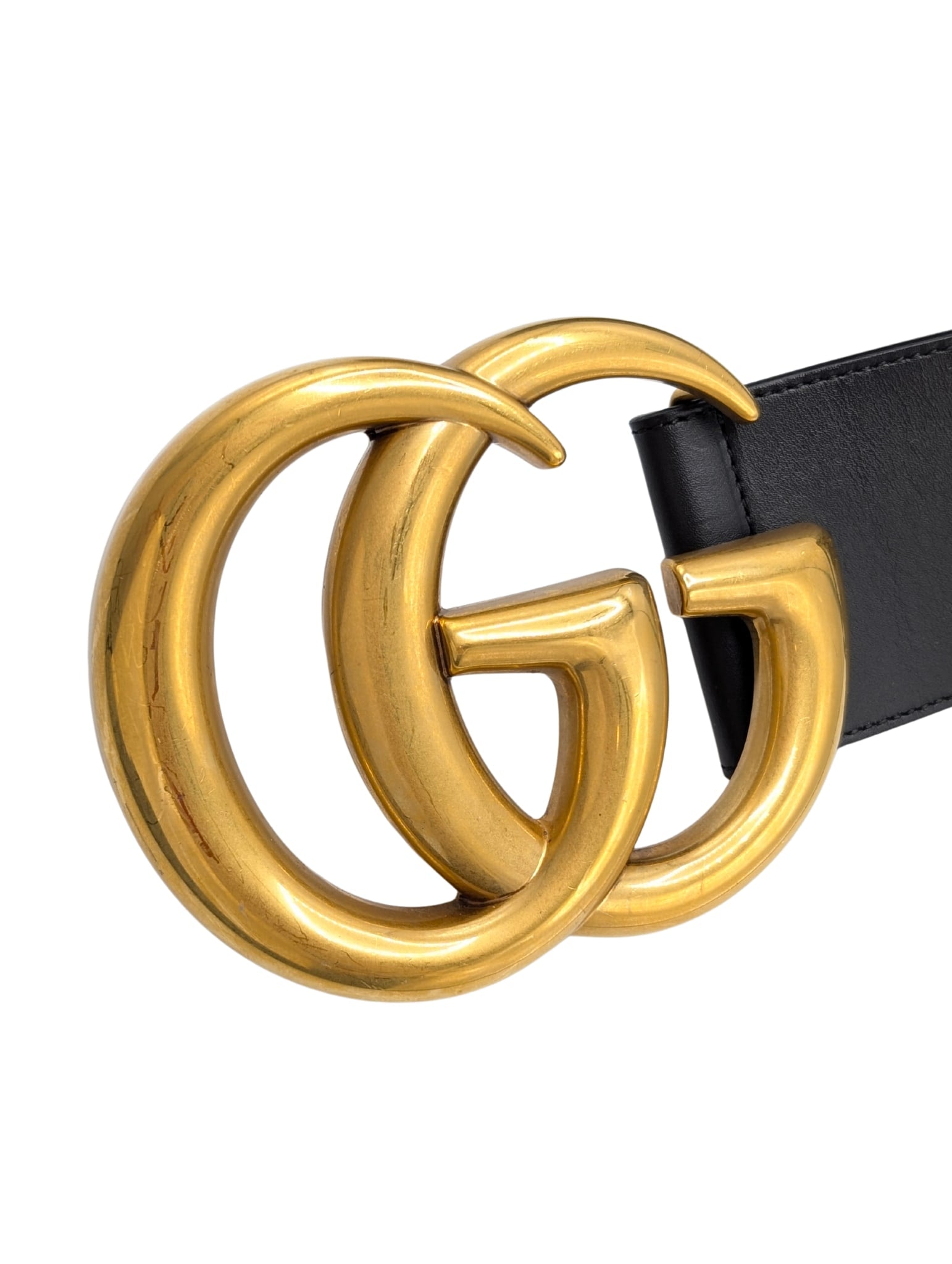 Gucci Black Leather GG Marmont Extra Wide Belt Size 85/34
