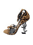 Saint Laurent Calf Hair Leopard Opyum YSL Sandal Heels Size 38.5