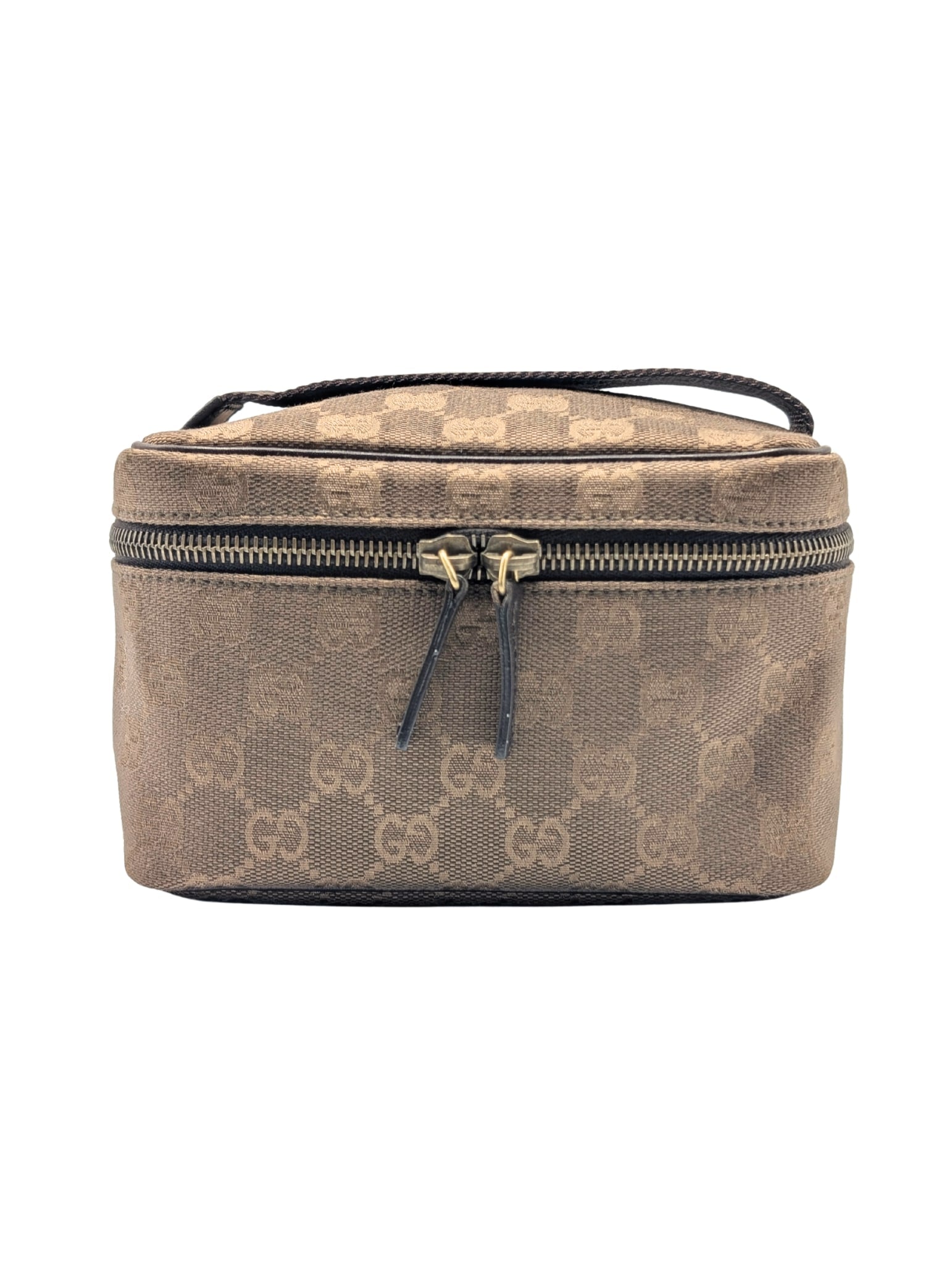 Gucci Brown Monogram Cosmetic Vanity Case