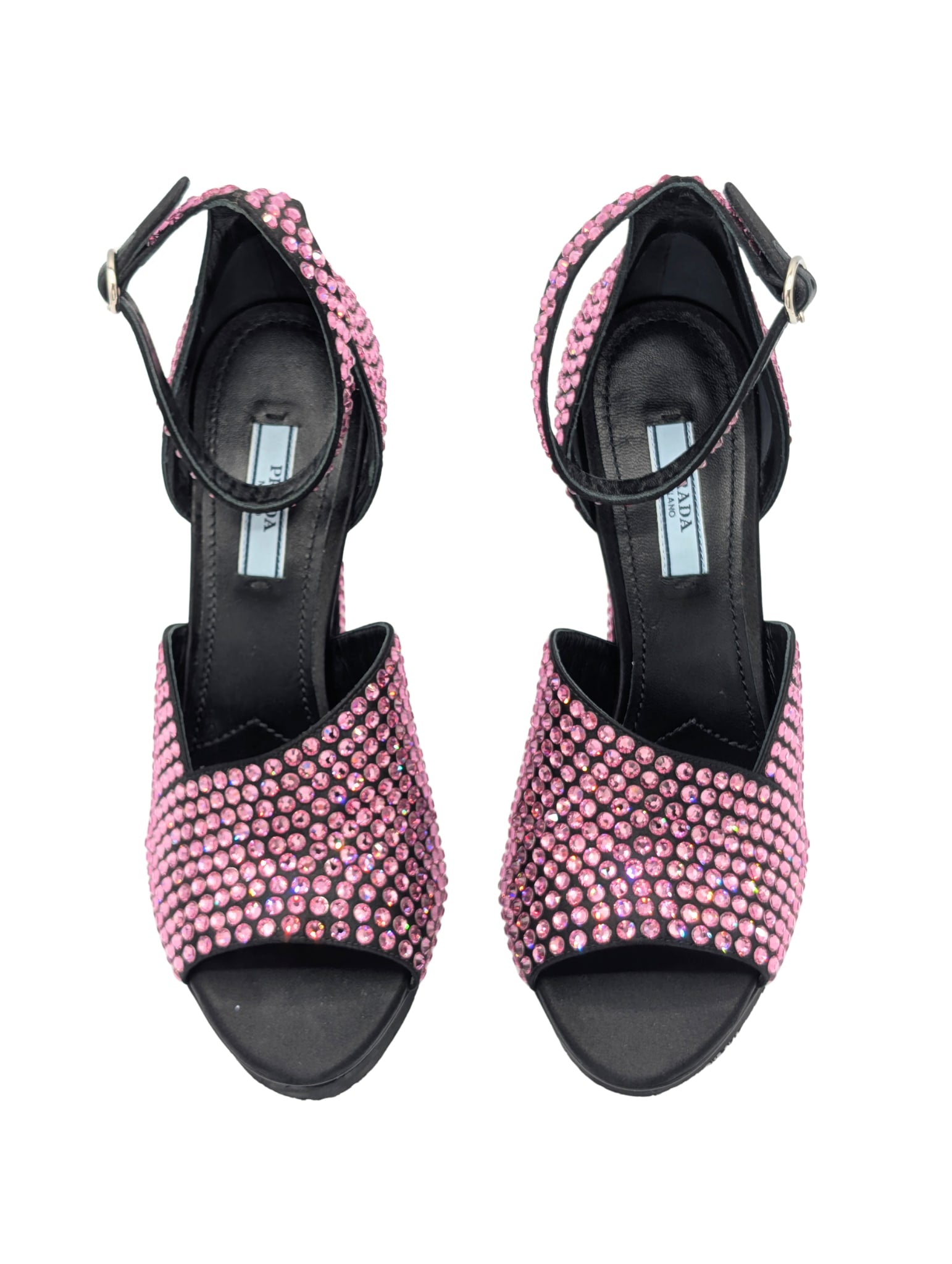 Prada Pink Swarovski Crystal Block Heels Fall 2019 Size 37