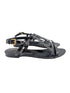 Louis Vuitton 2013 Black Patent LV Logo Crossing Sandals SIze 37