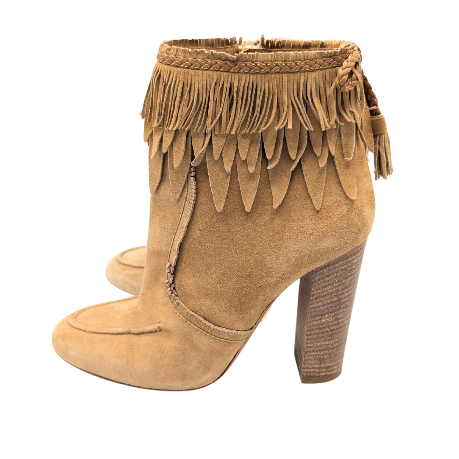 Aquazzura Tiger Lily Tan Suede Booties Size 38